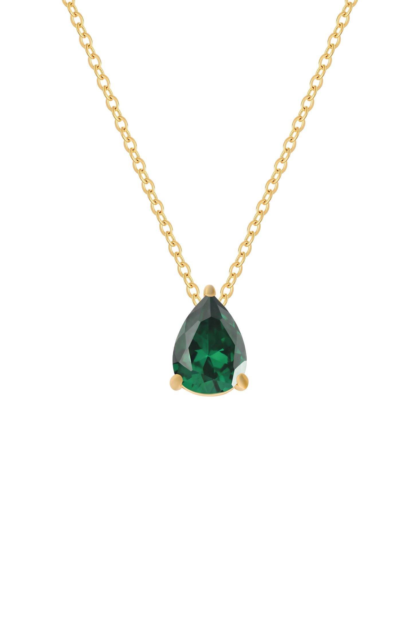 Adele Teardrop Necklace Gold Emerald