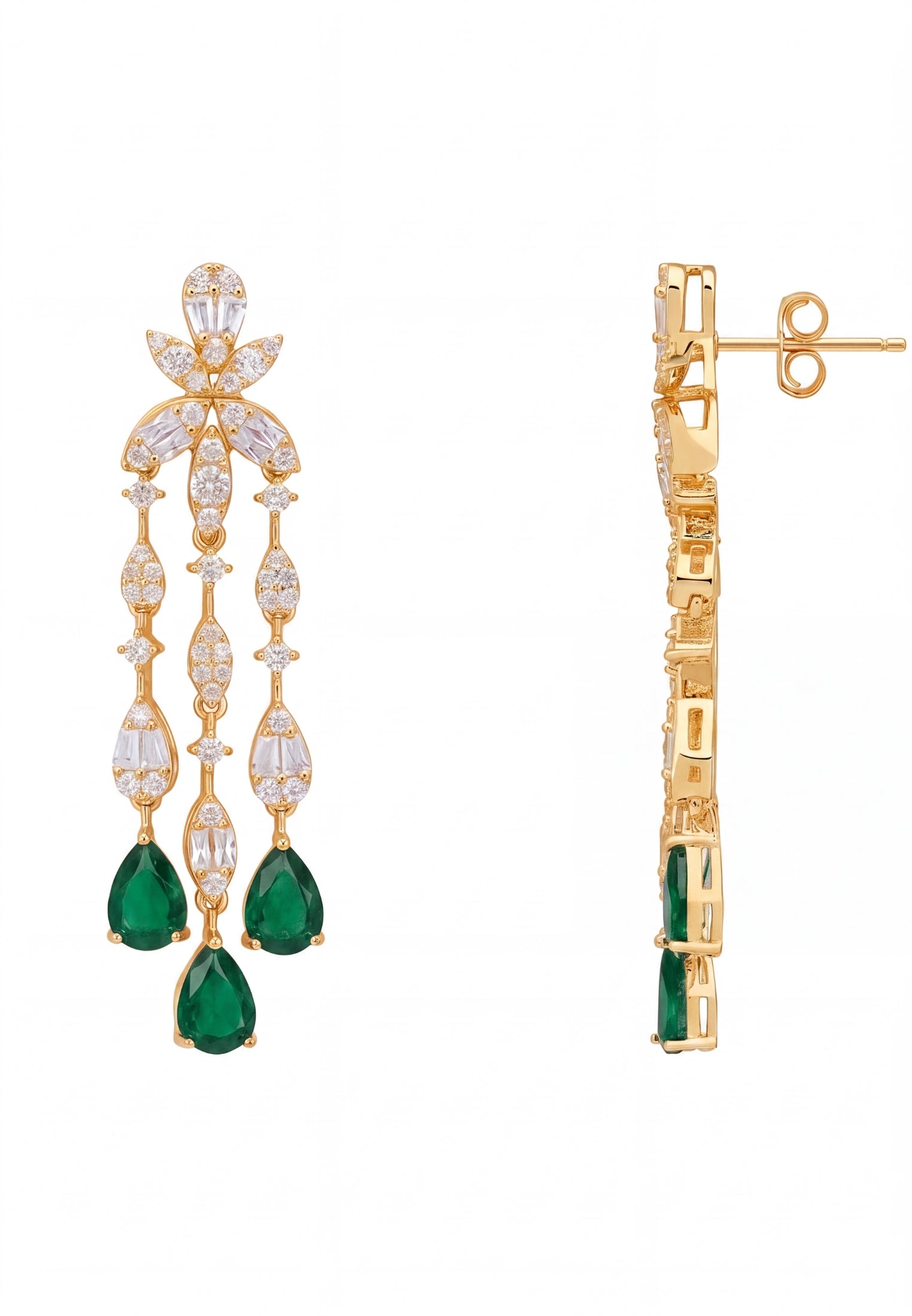 Duchess Emerald Drop Earrings Gold