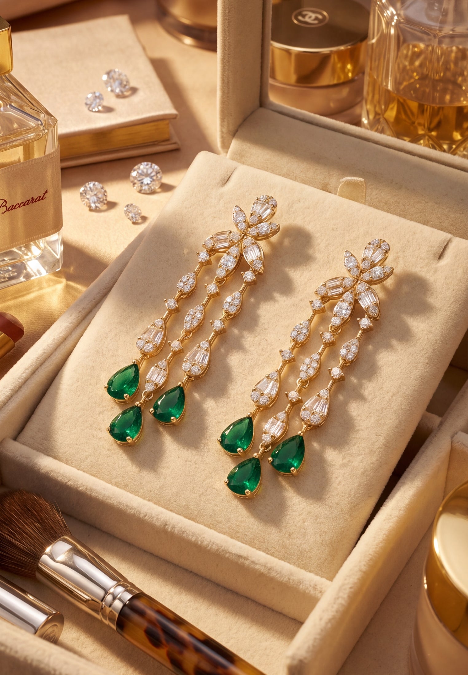 Duchess Emerald Drop Earrings Gold