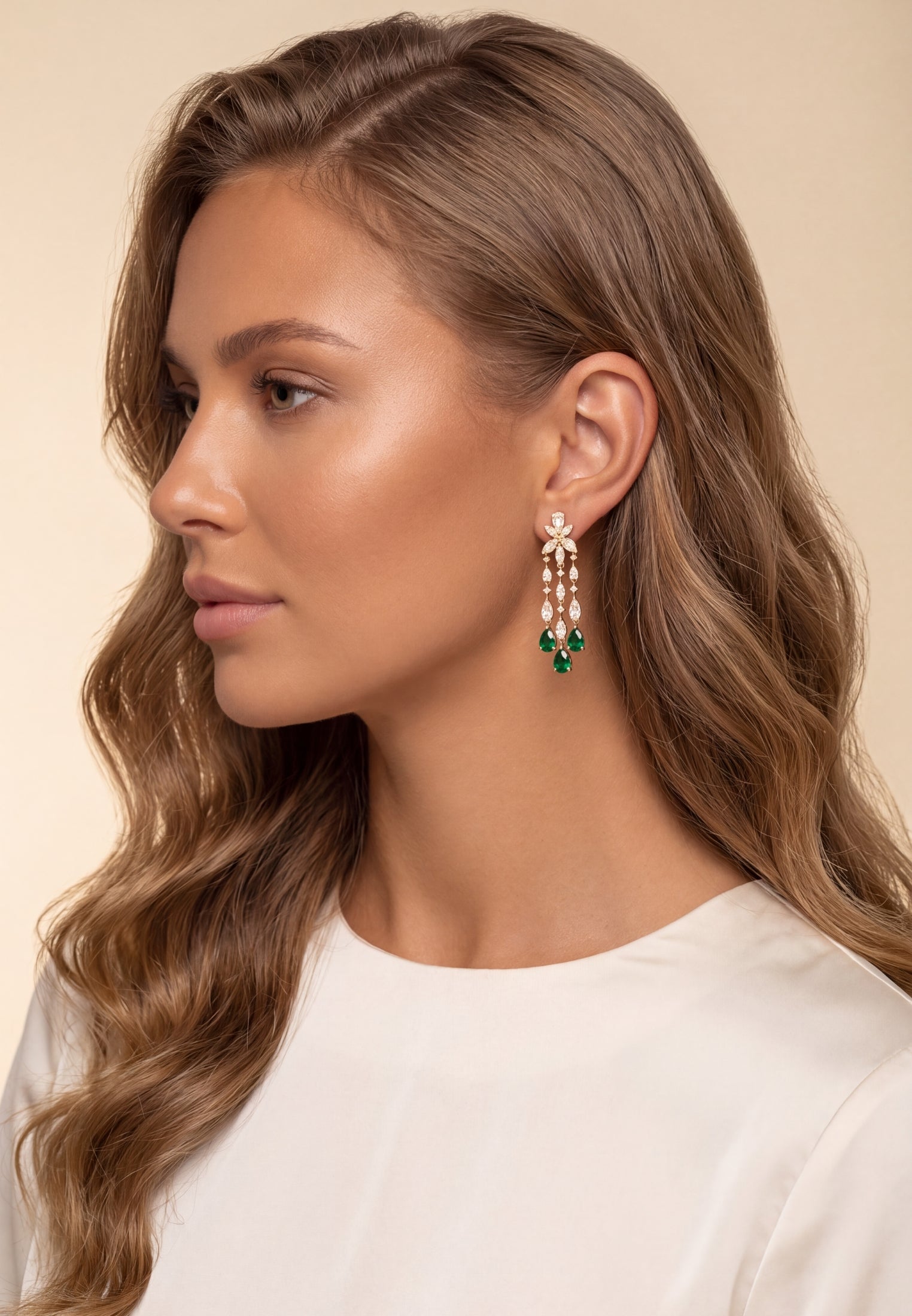 Duchess Emerald Drop Earrings Gold
