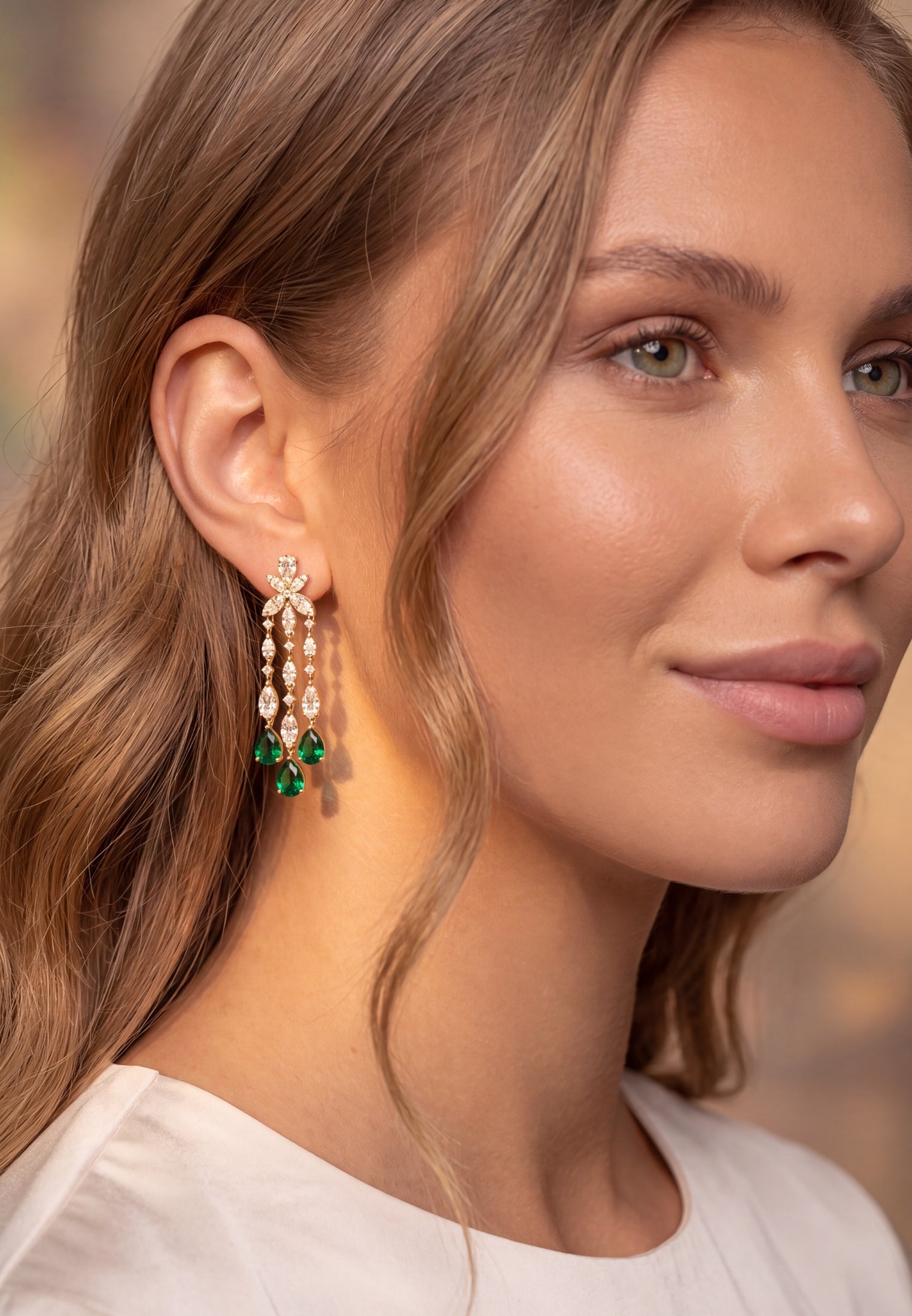Duchess Emerald Drop Earrings Gold