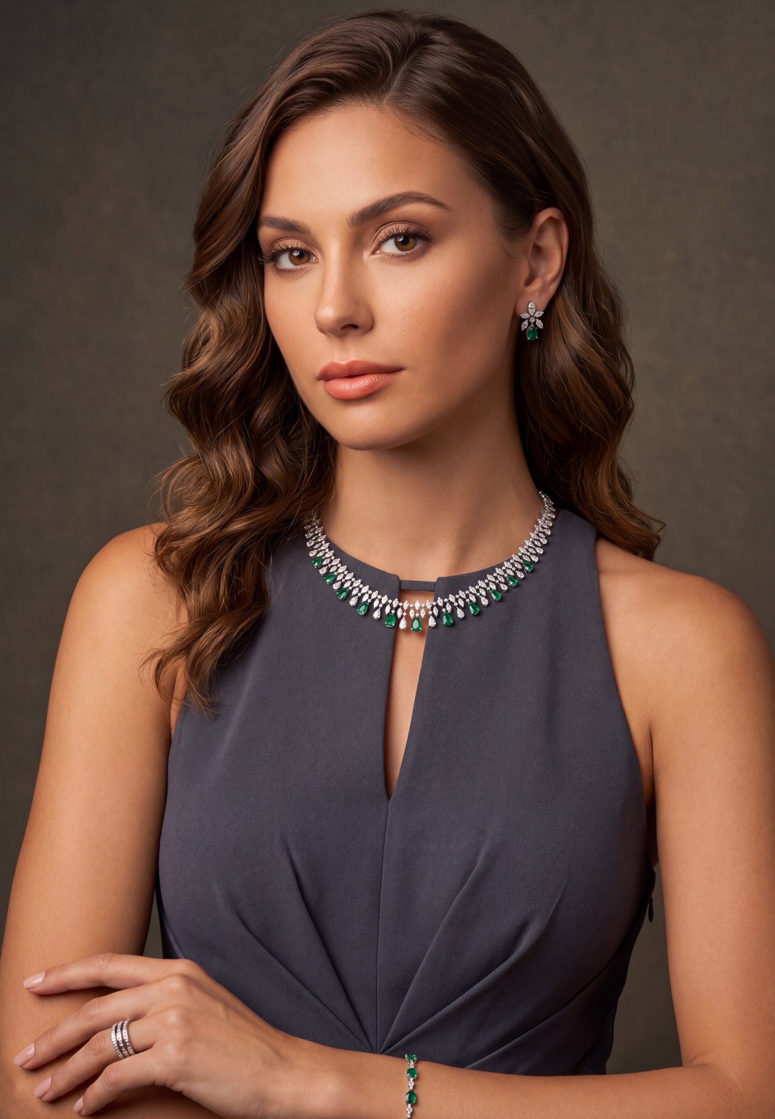 Collier de Caractère Duchess Émeraude Argent