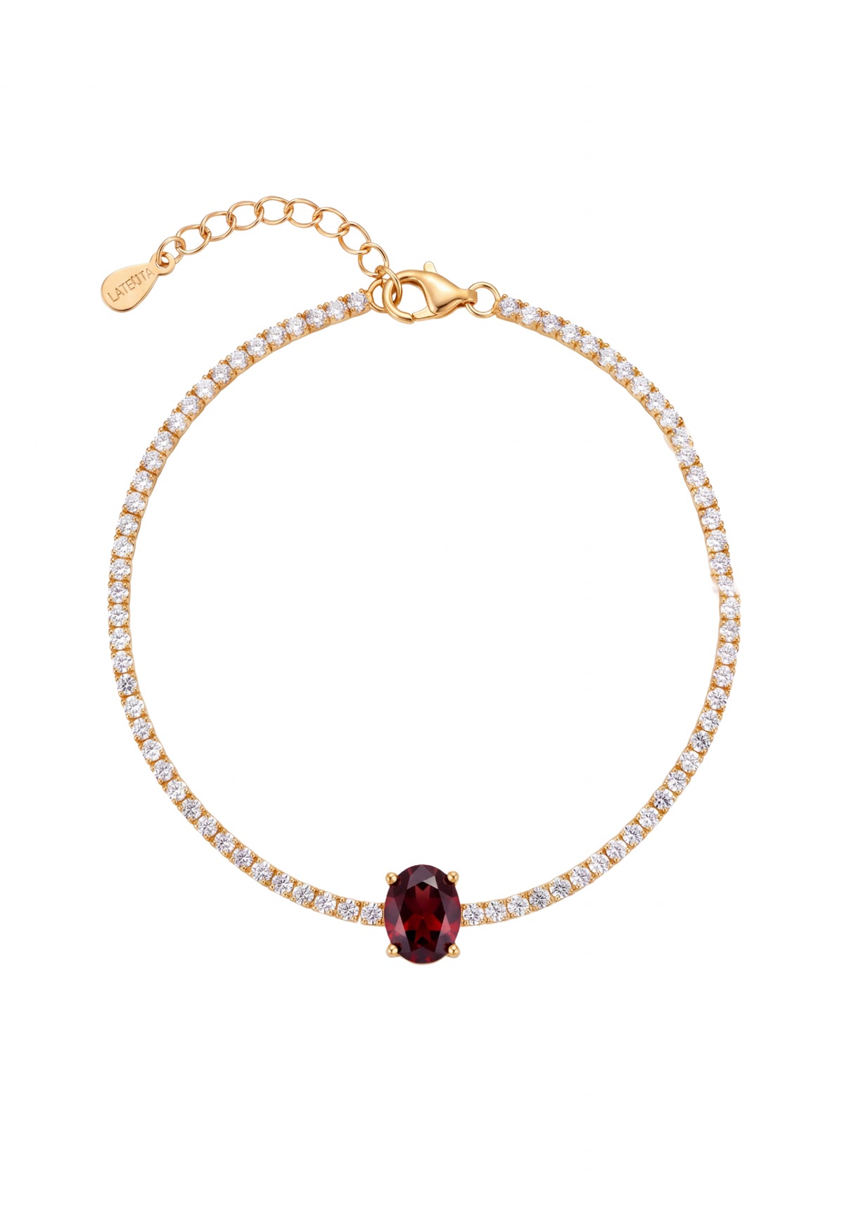 Garbo Ovale Pierre fine Bracelet tennis Rubis Doré