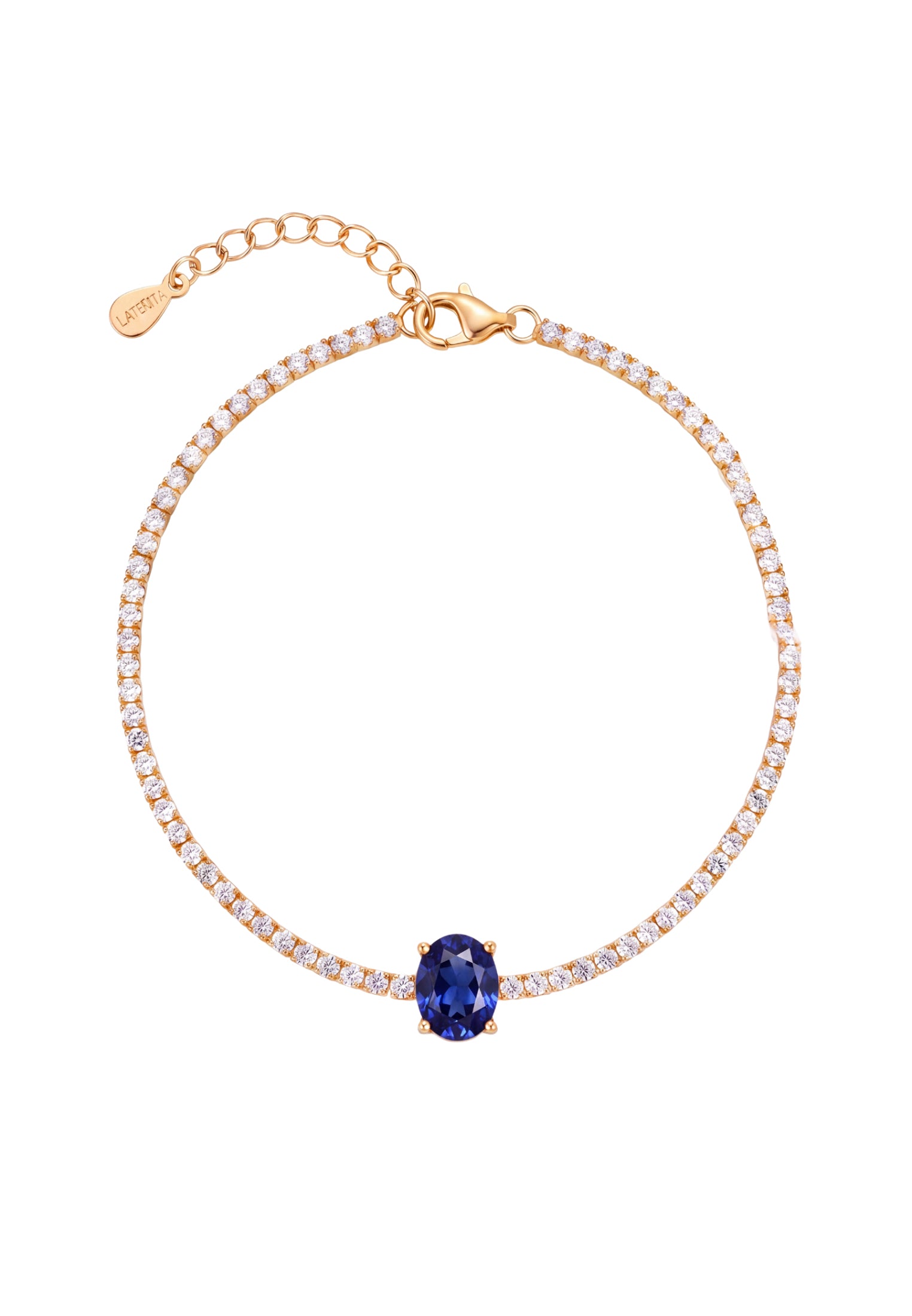 Garbo Ovale Pierre fine Bracelet tennis Saphir Doré