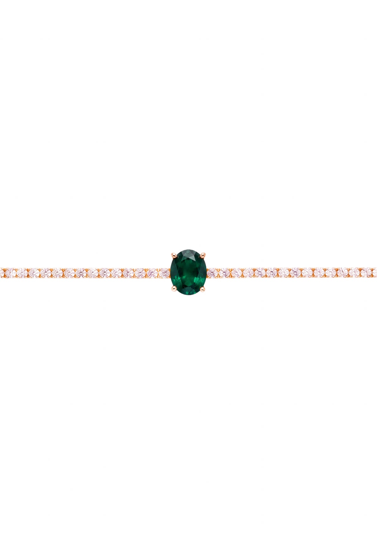 Garbo Ovale Pierre fine Bracelet tennis Émeraude Doré