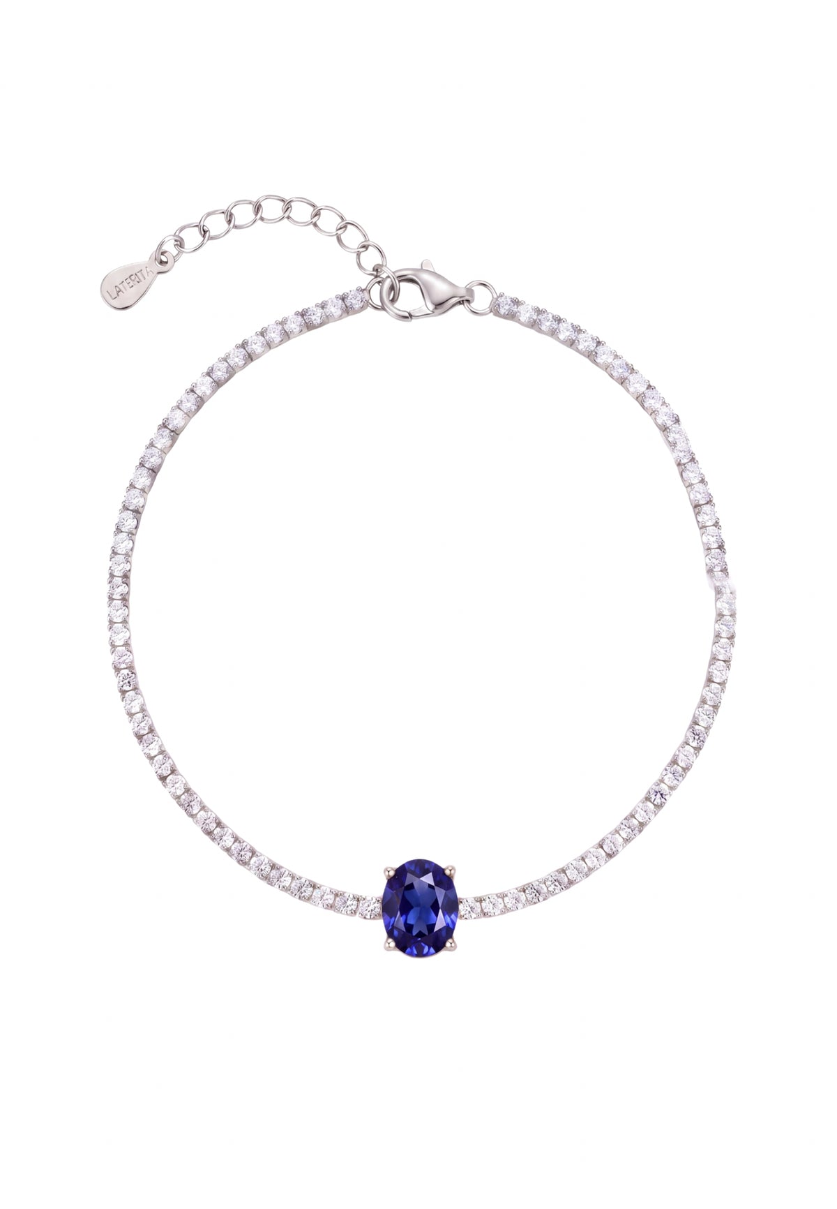 Garbo Ovale Pierre fine Bracelet tennis Saphir Argenté