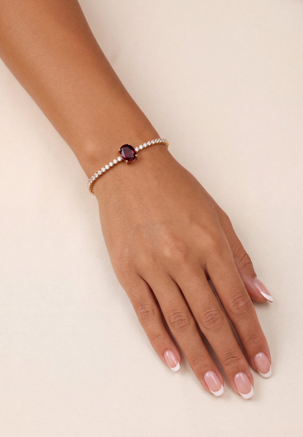 Garbo Ovale Pierre fine Bracelet tennis Rubis Doré