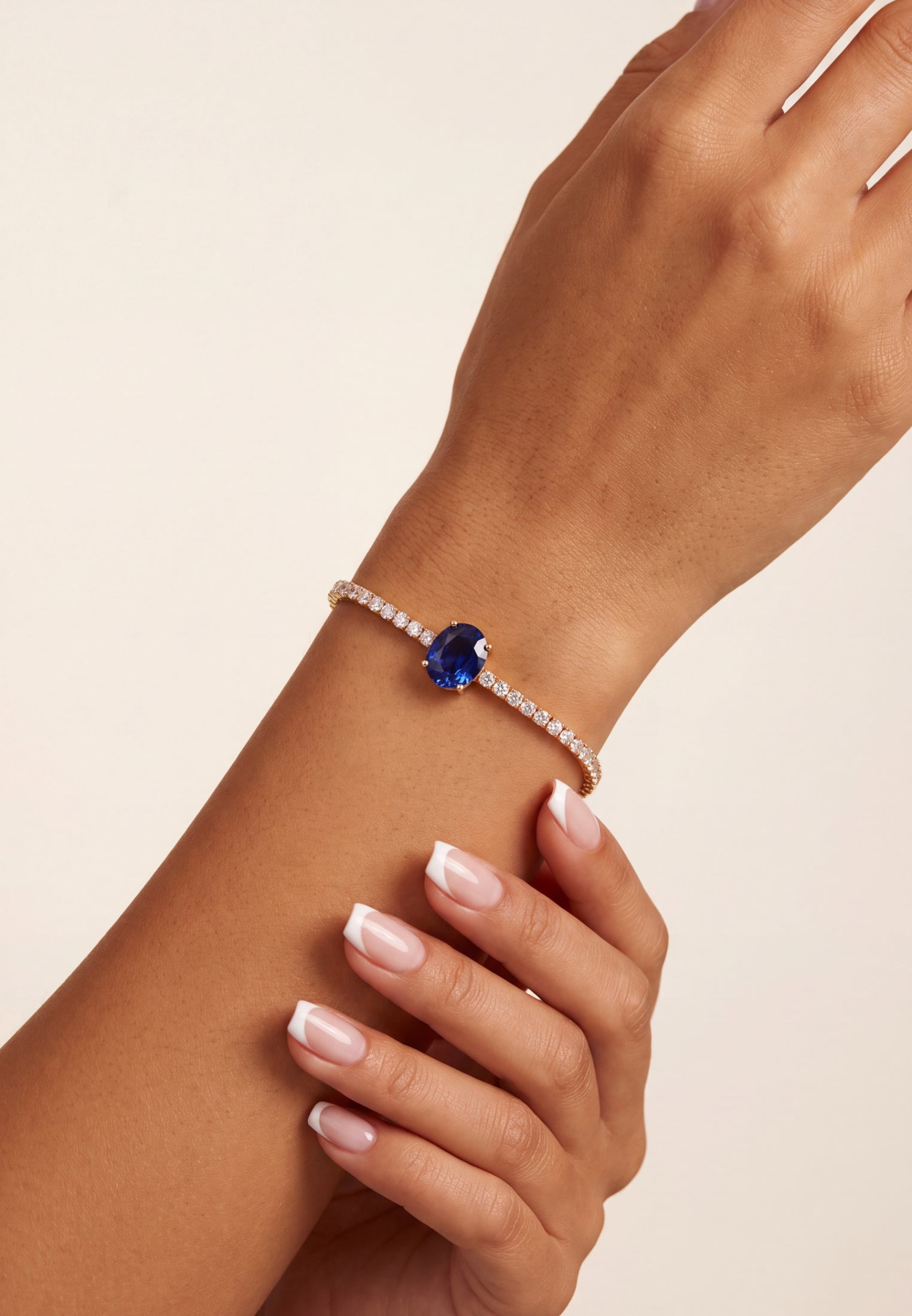 Garbo Ovale Pierre fine Bracelet tennis Saphir Doré