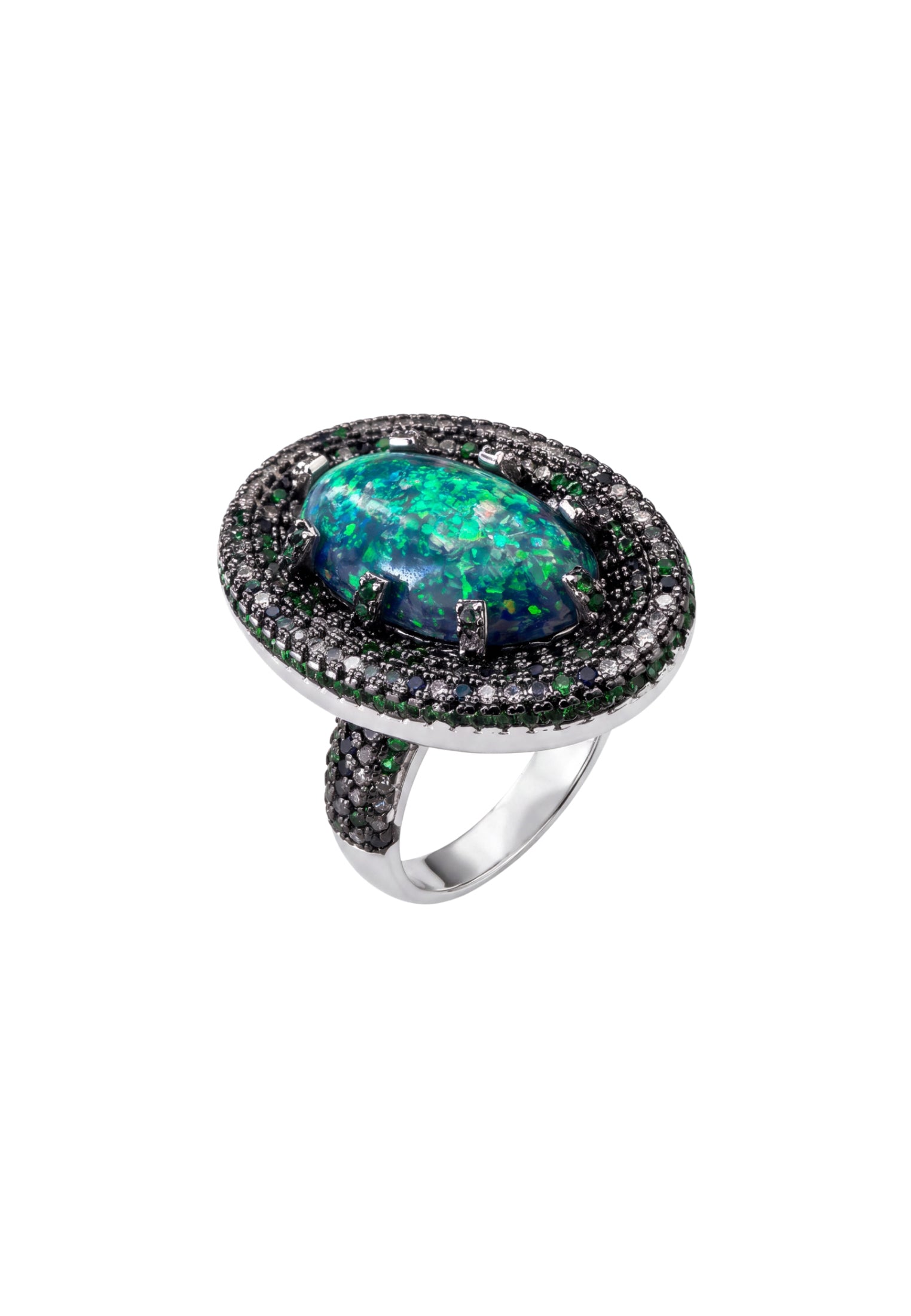 Serafina Grüner Opal Cocktailring Silber