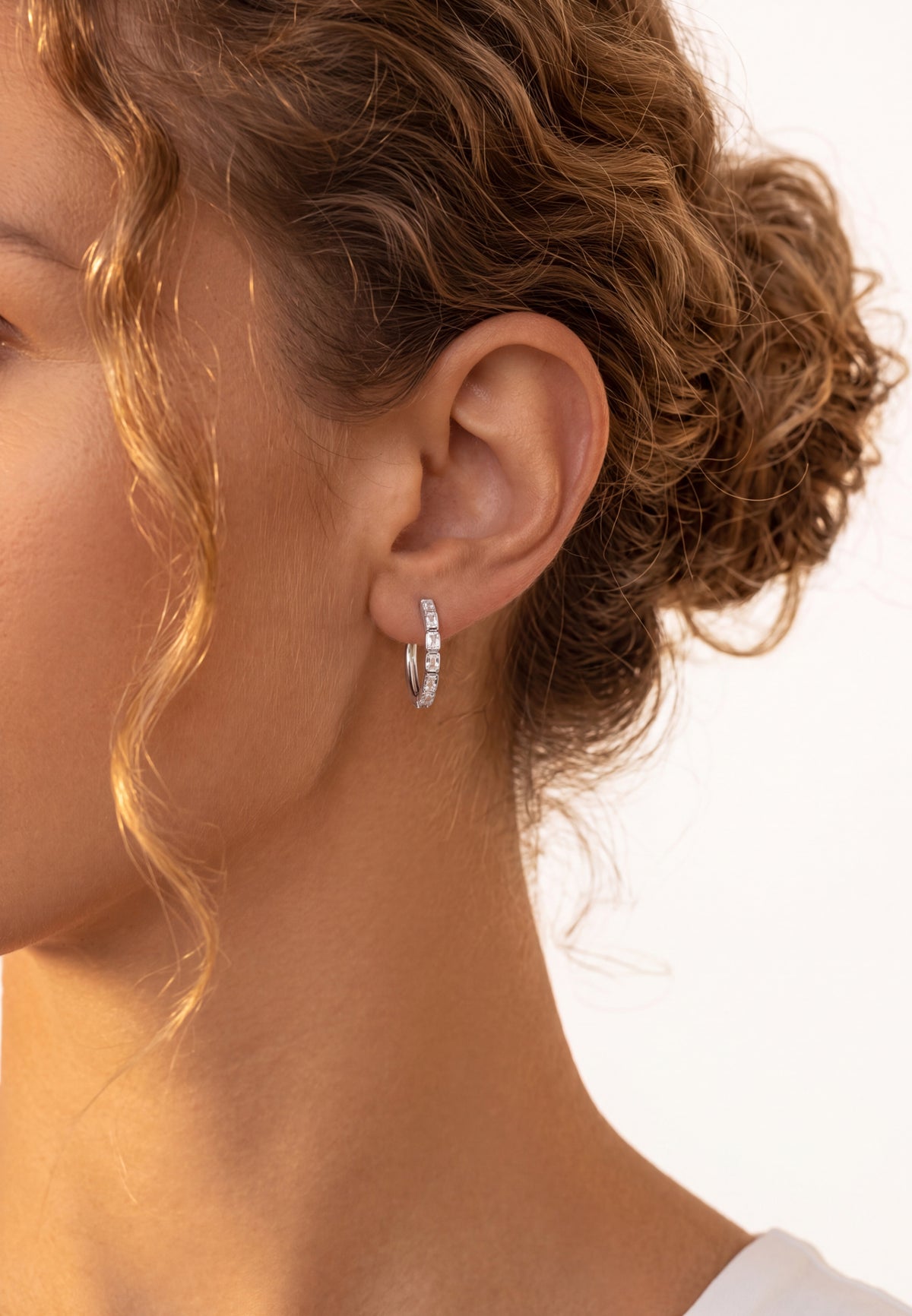 Classic Baguette Hoop Earrings Silver