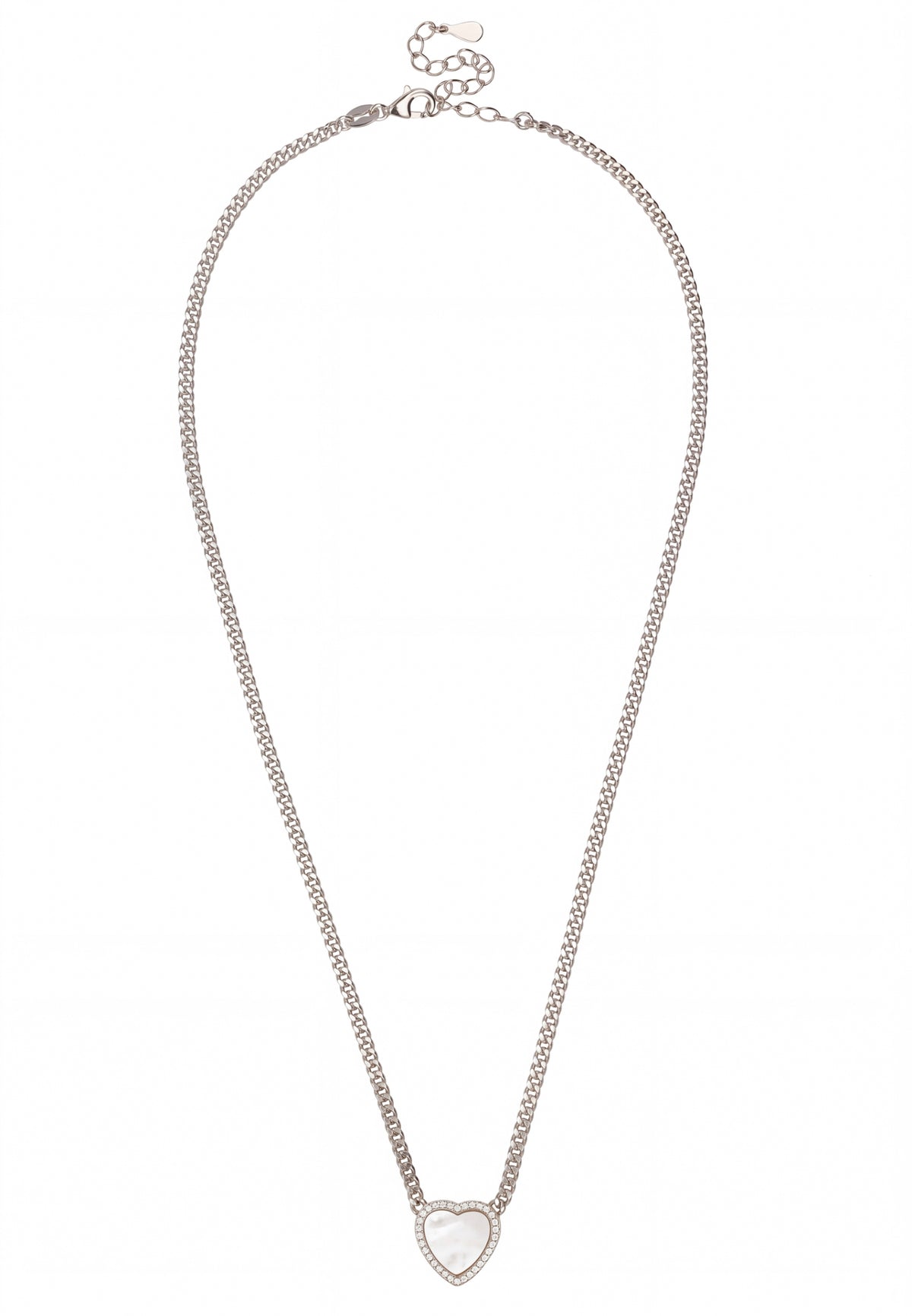 Heart Mother Of Pearl Necklace Silver