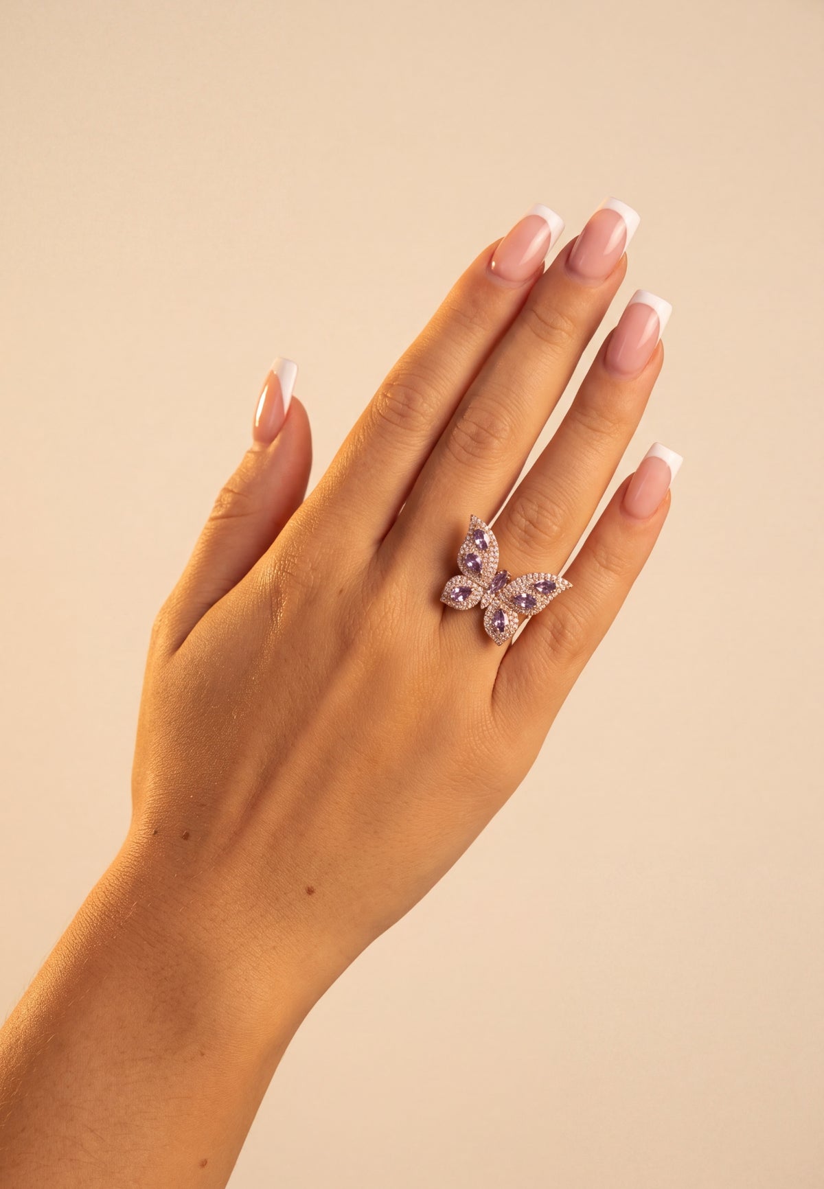 Pandora Butterfly Cocktail Ring Amethyst Gold