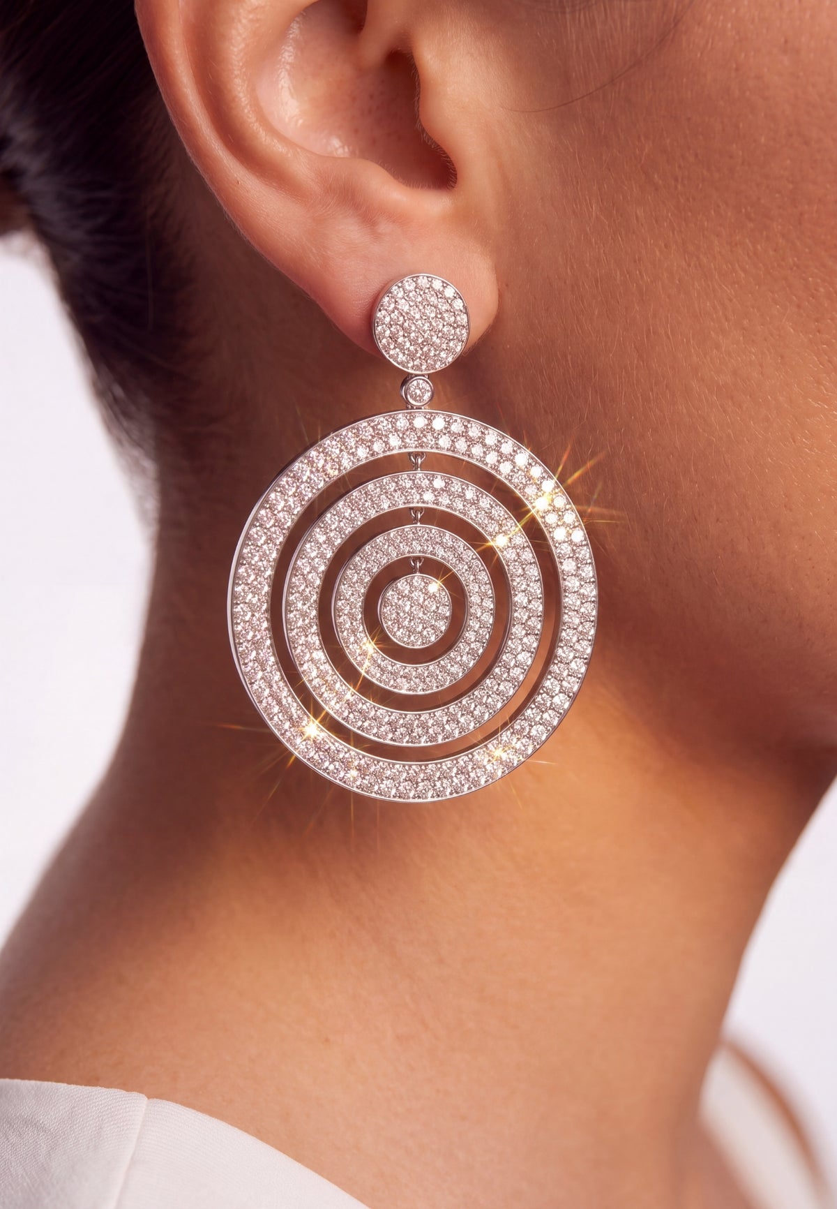 Whirlpool Trance Statement Drop Earrings Silver