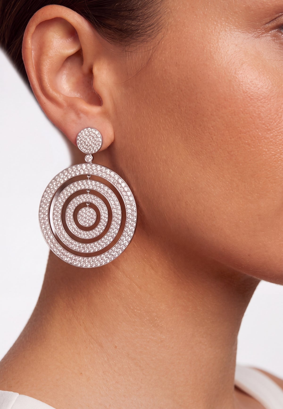 Whirlpool Trance Statement Drop Earrings Silver
