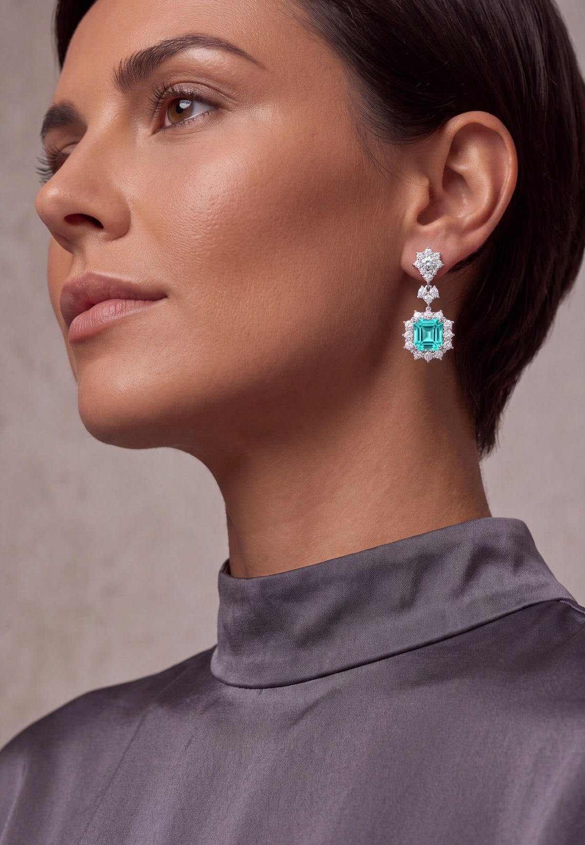 Arabella Aquamarine Drop Earrings Silver