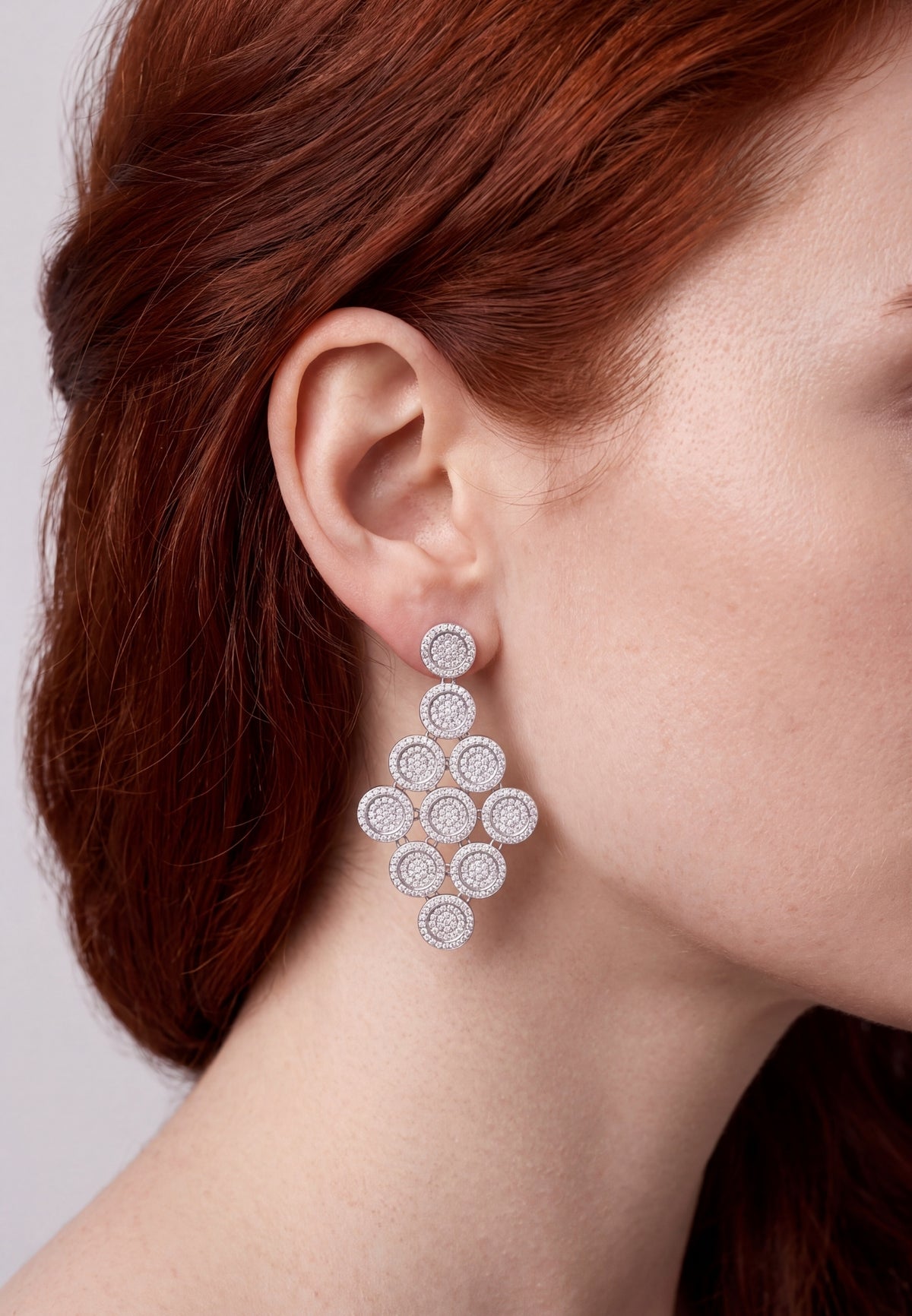 Mirage Disc Cascading Drop Earrings Silver