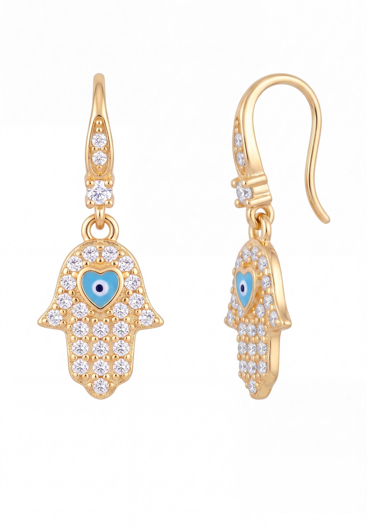 Hamsa Hand Drop Earrings Gold