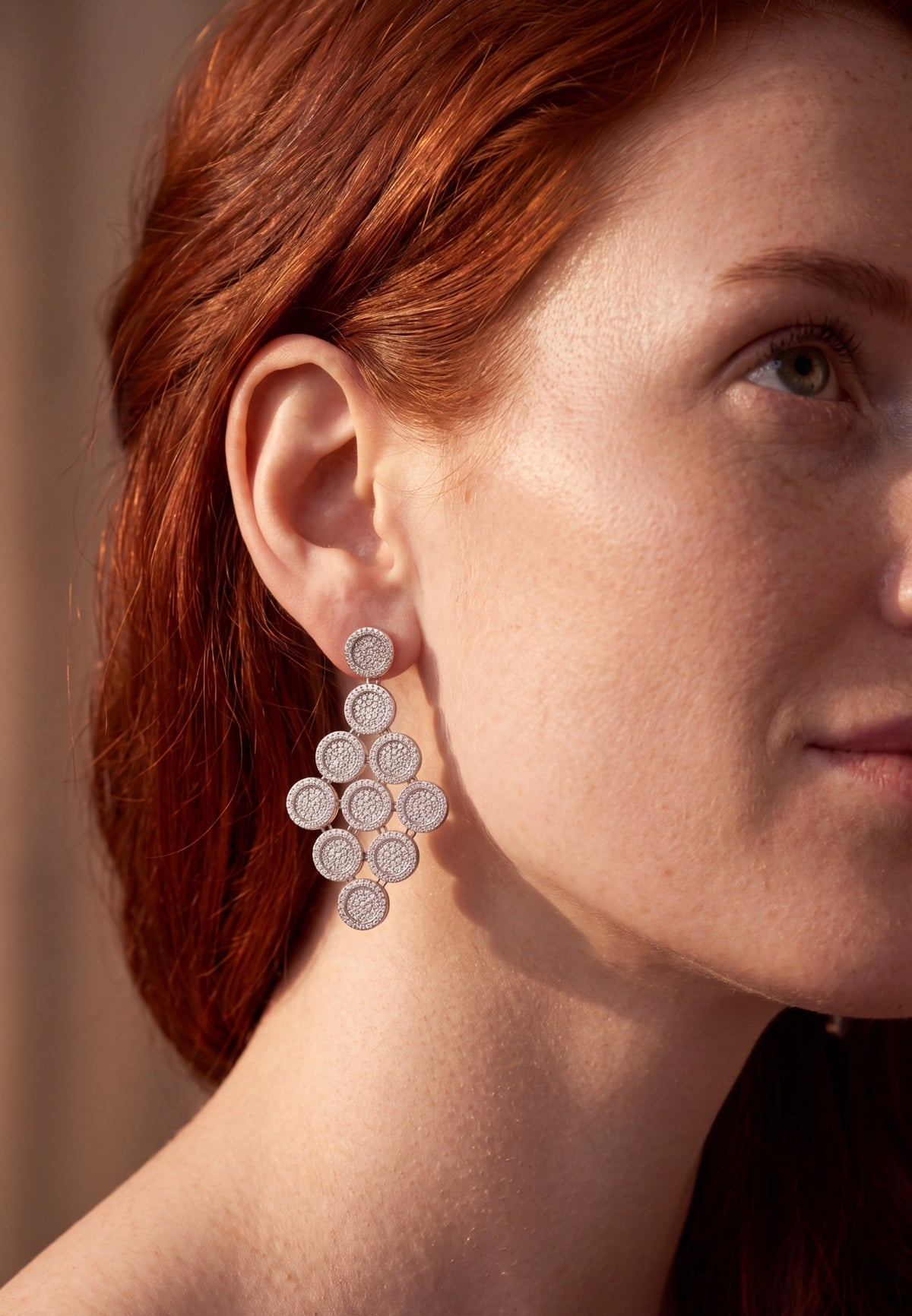 Mirage Disc Cascading Drop Earrings Silver