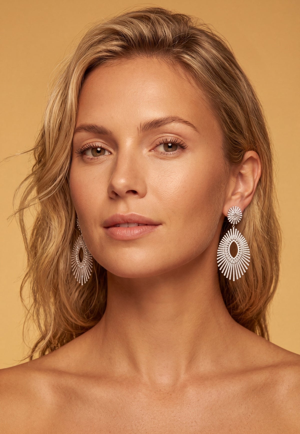 Geometria Sunburst Statement Drop Earrings Silver