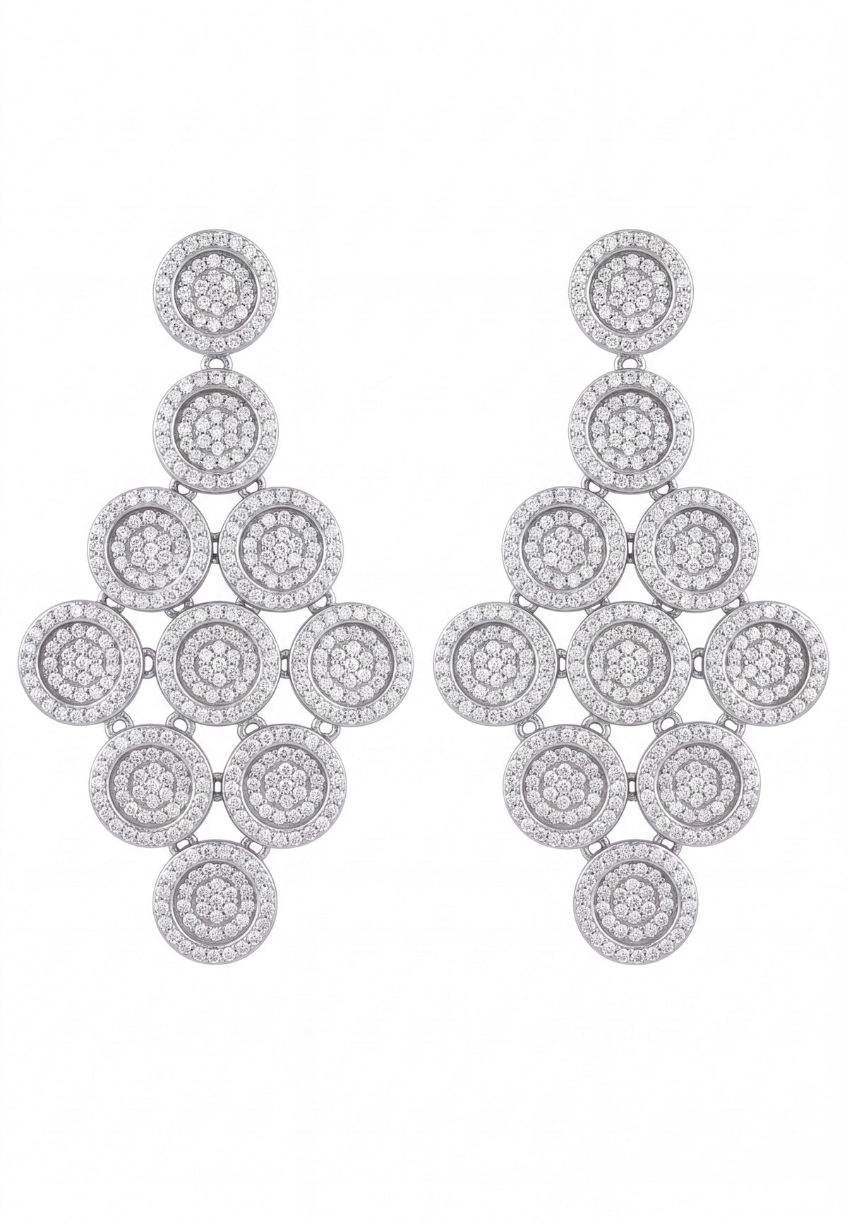 Mirage Disc Cascading Drop Earrings Silver