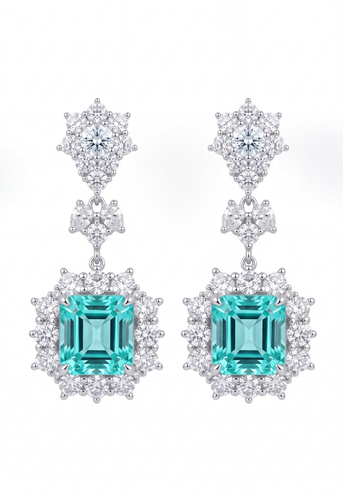 Arabella Aquamarine Drop Earrings Silver