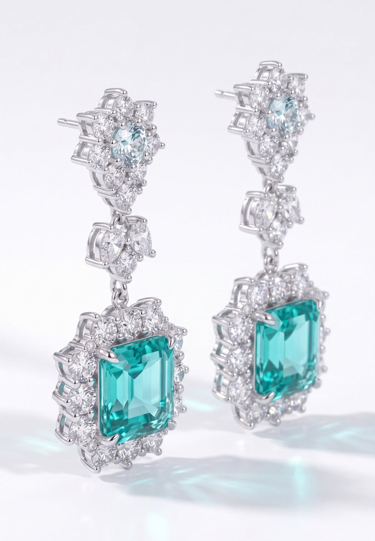 Arabella Aquamarine Drop Earrings Silver