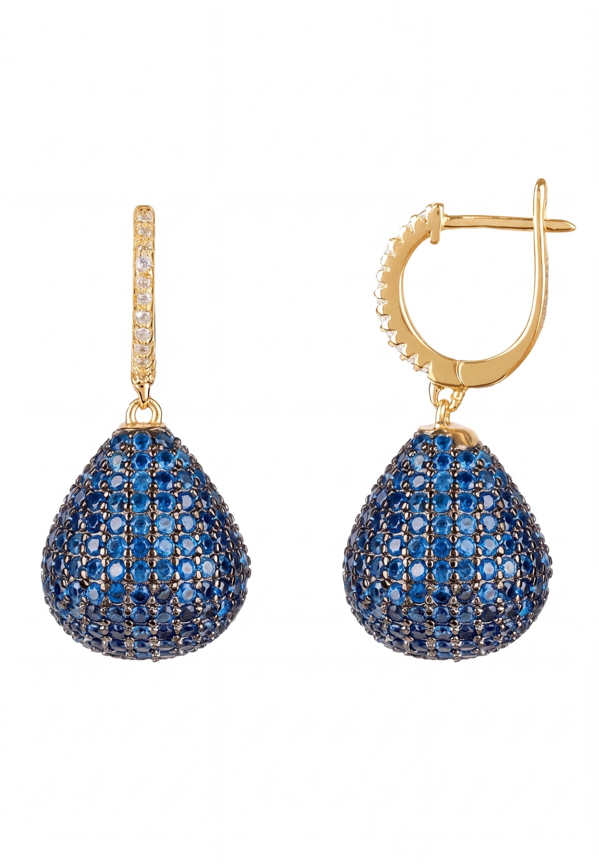 Valerie Pear Drop Gemstone Earrings Gold Sapphire Blue