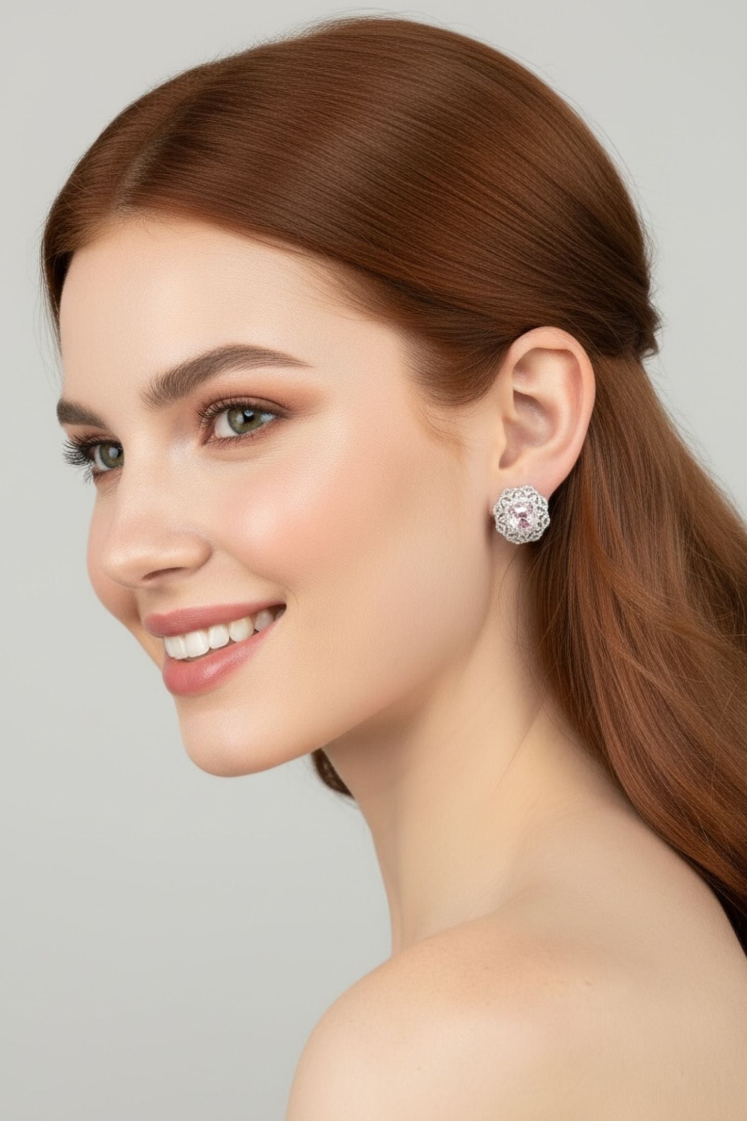 Palais Stud Earrings Morganite Silver