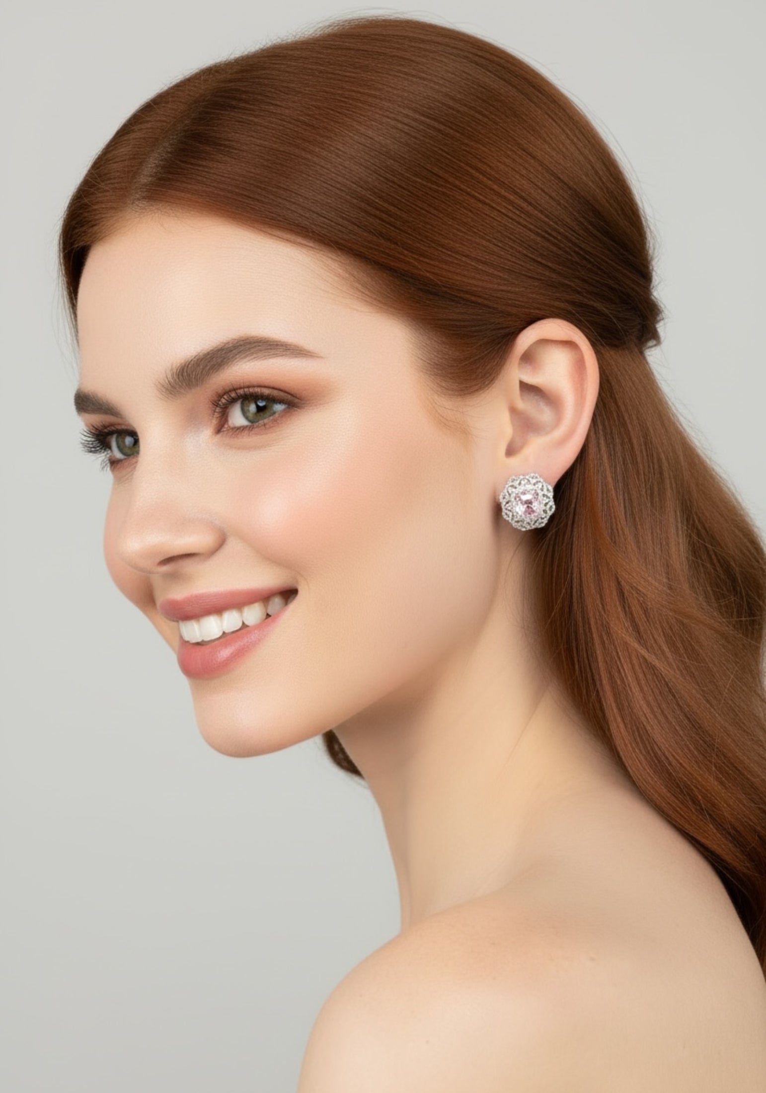 Palais Stud Earrings Morganite Silver