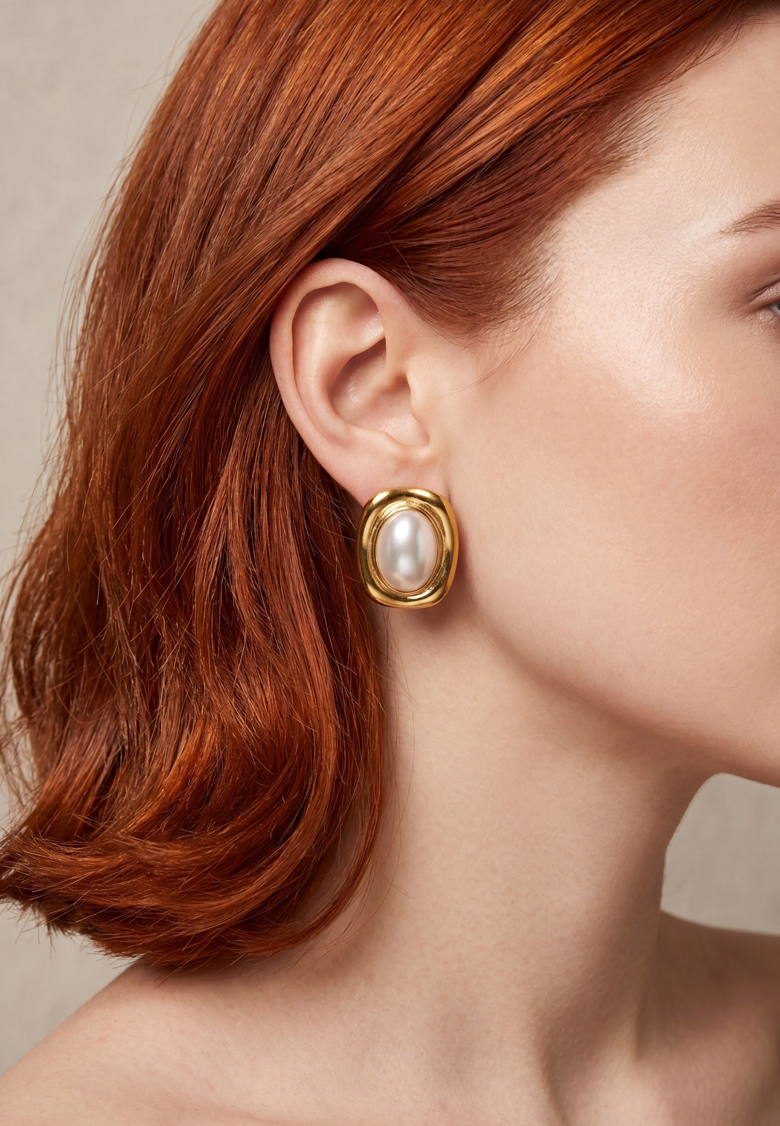 Carrington Oval Pearl Knot Earrings Gold