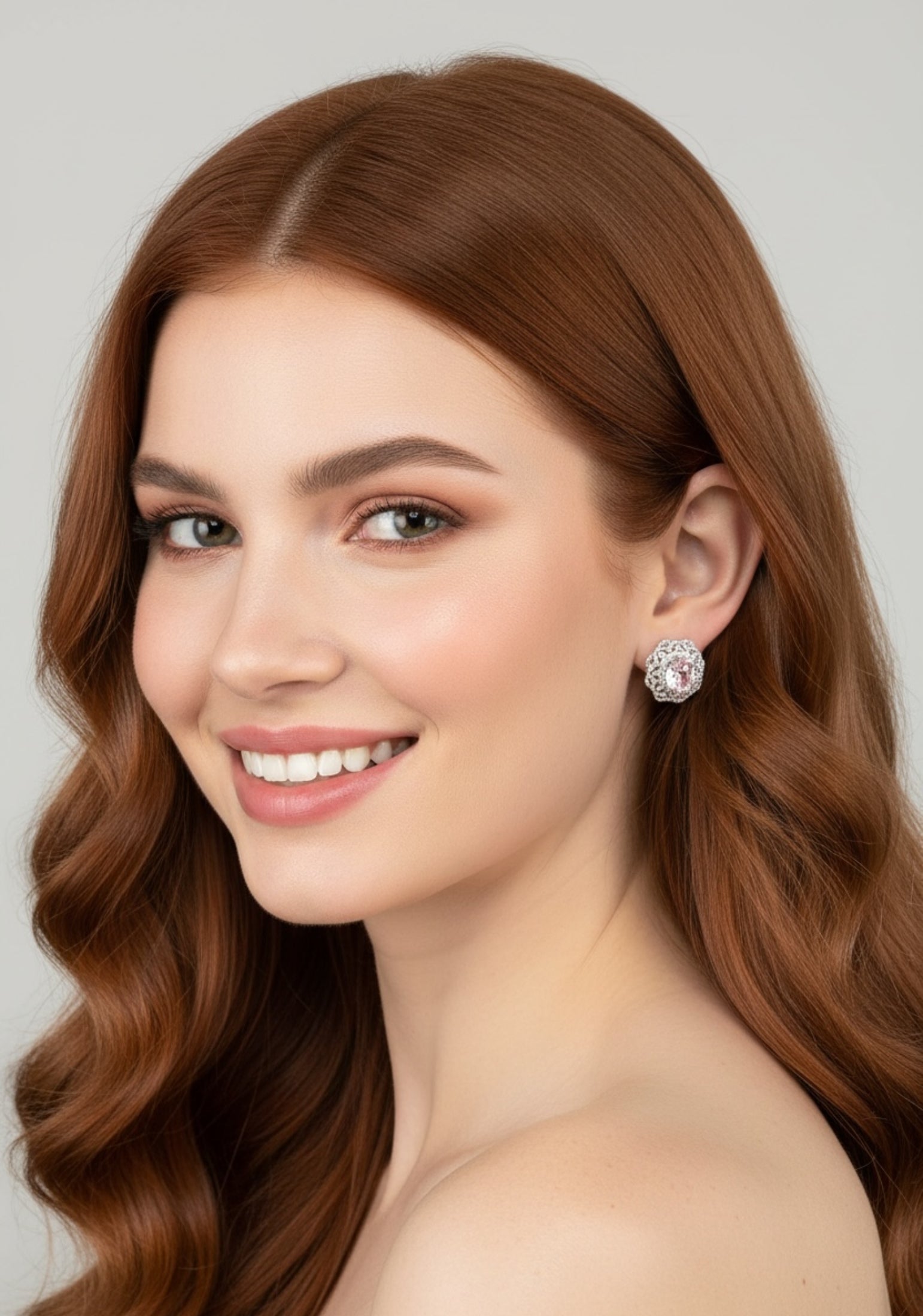 Palais Stud Earrings Morganite Silver