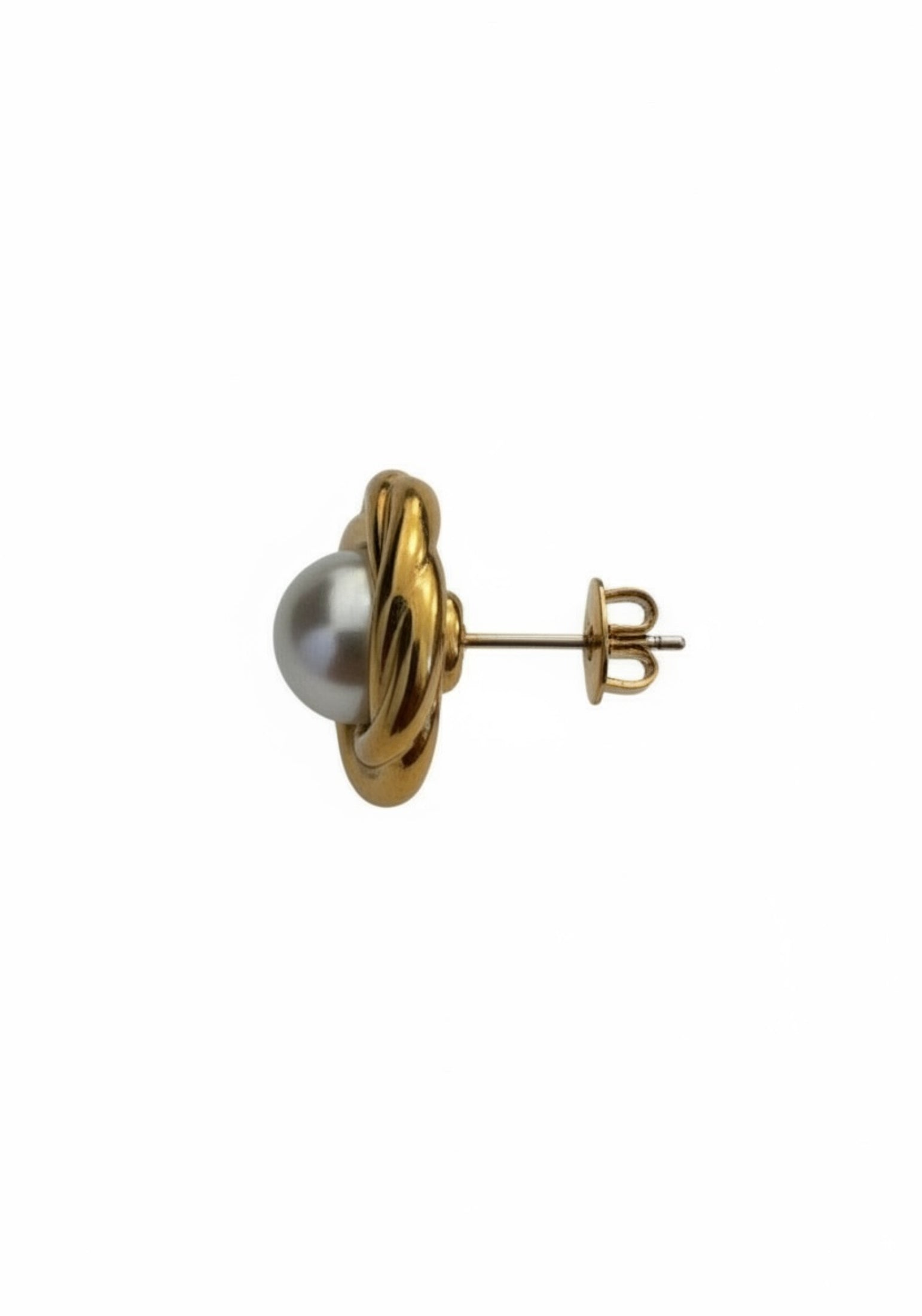 Dynasty Pearl Knot Stud Earrings Gold