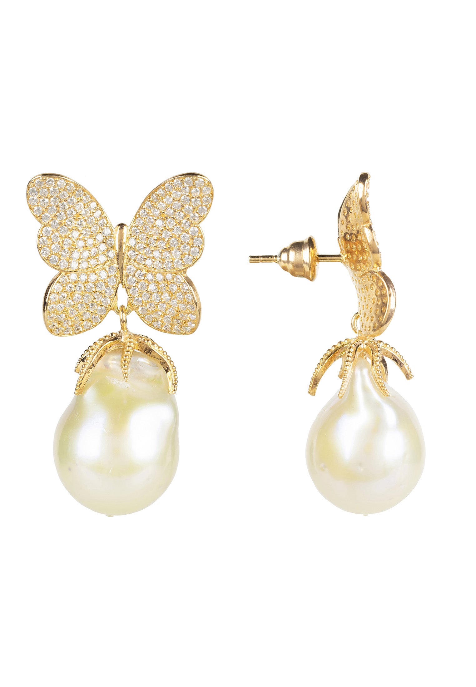 Sample Sale Baroque Pearl Butterfly Earring Gold