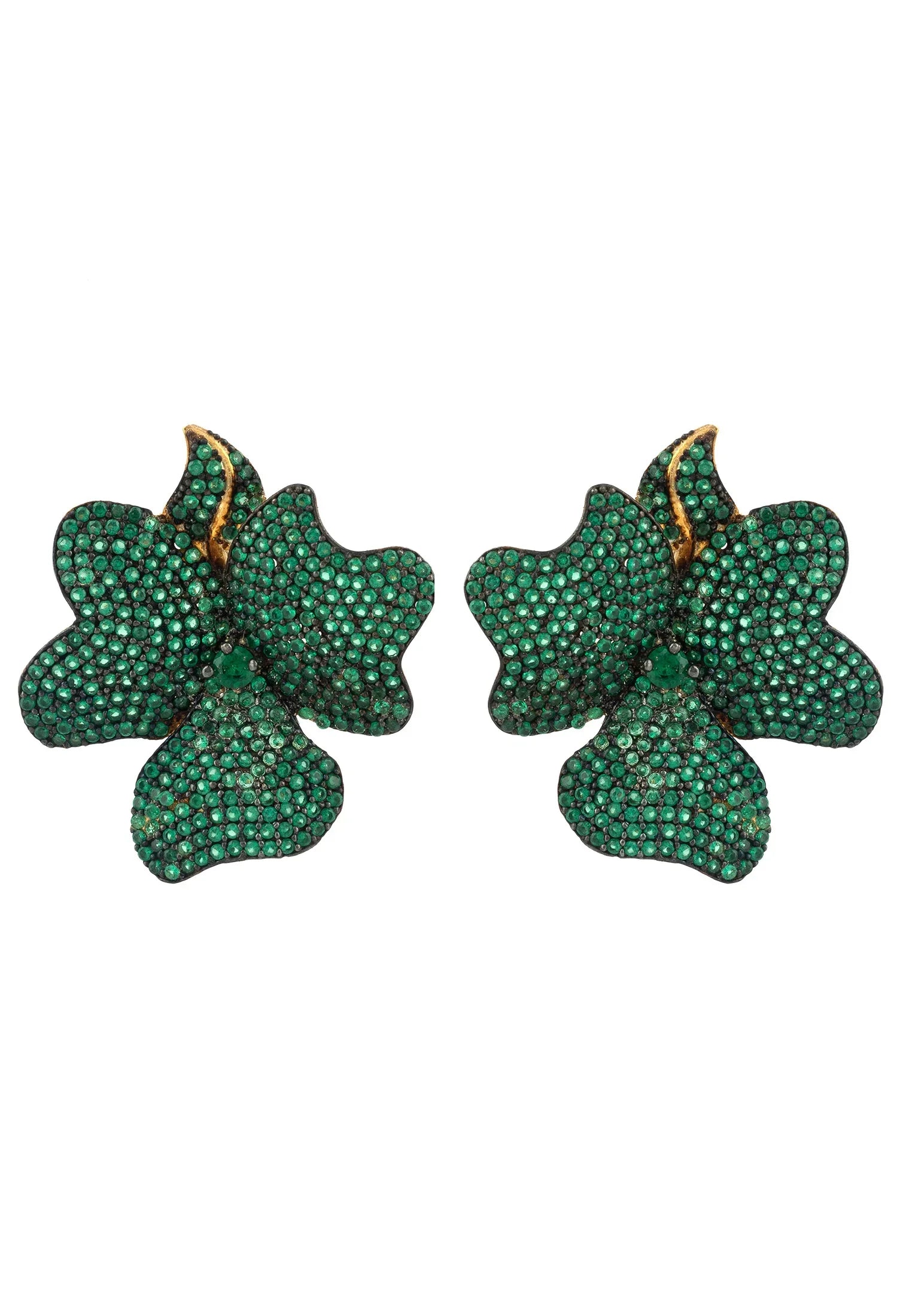 Emerald clover earrings.