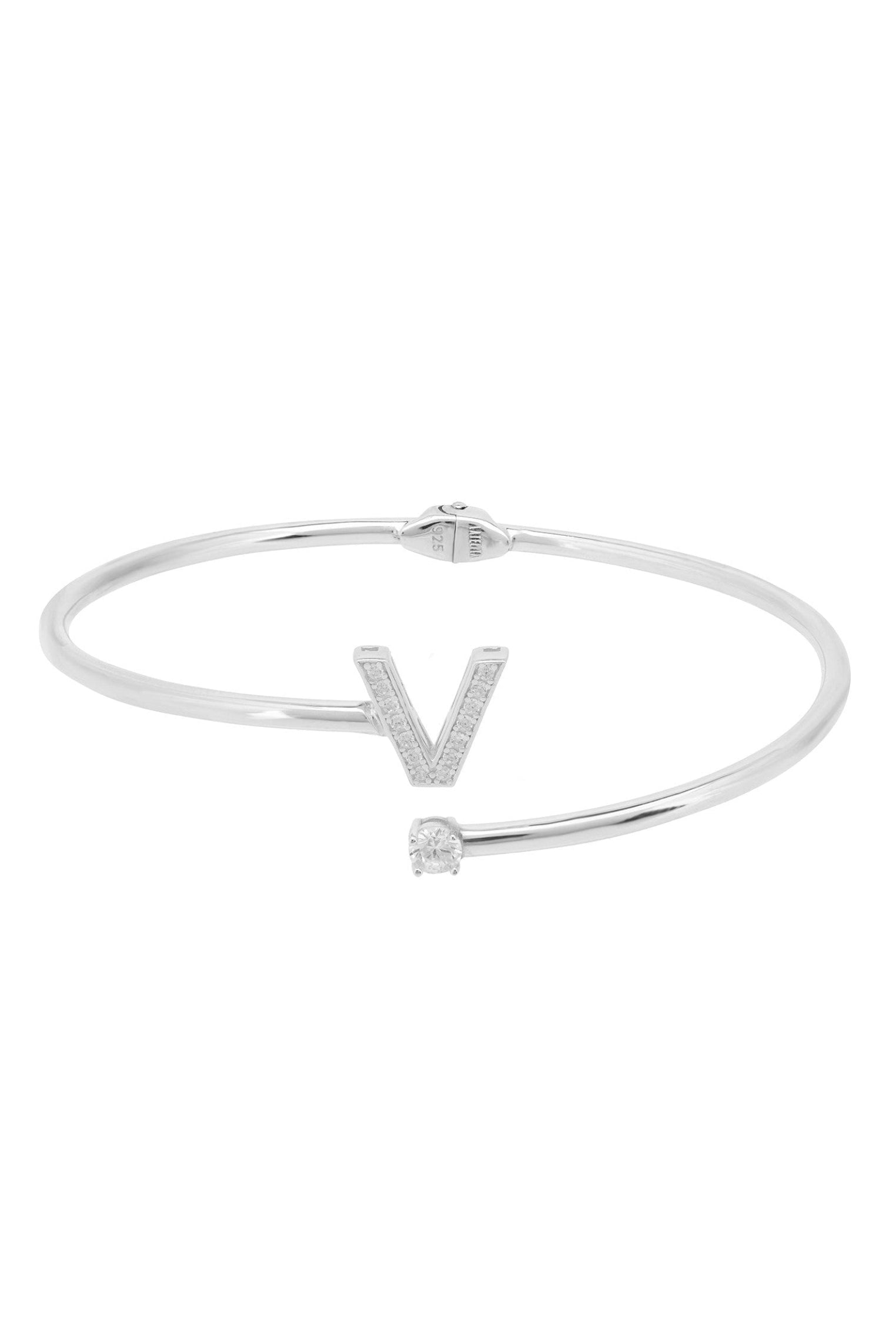 Initial 'V' silver bracelet.