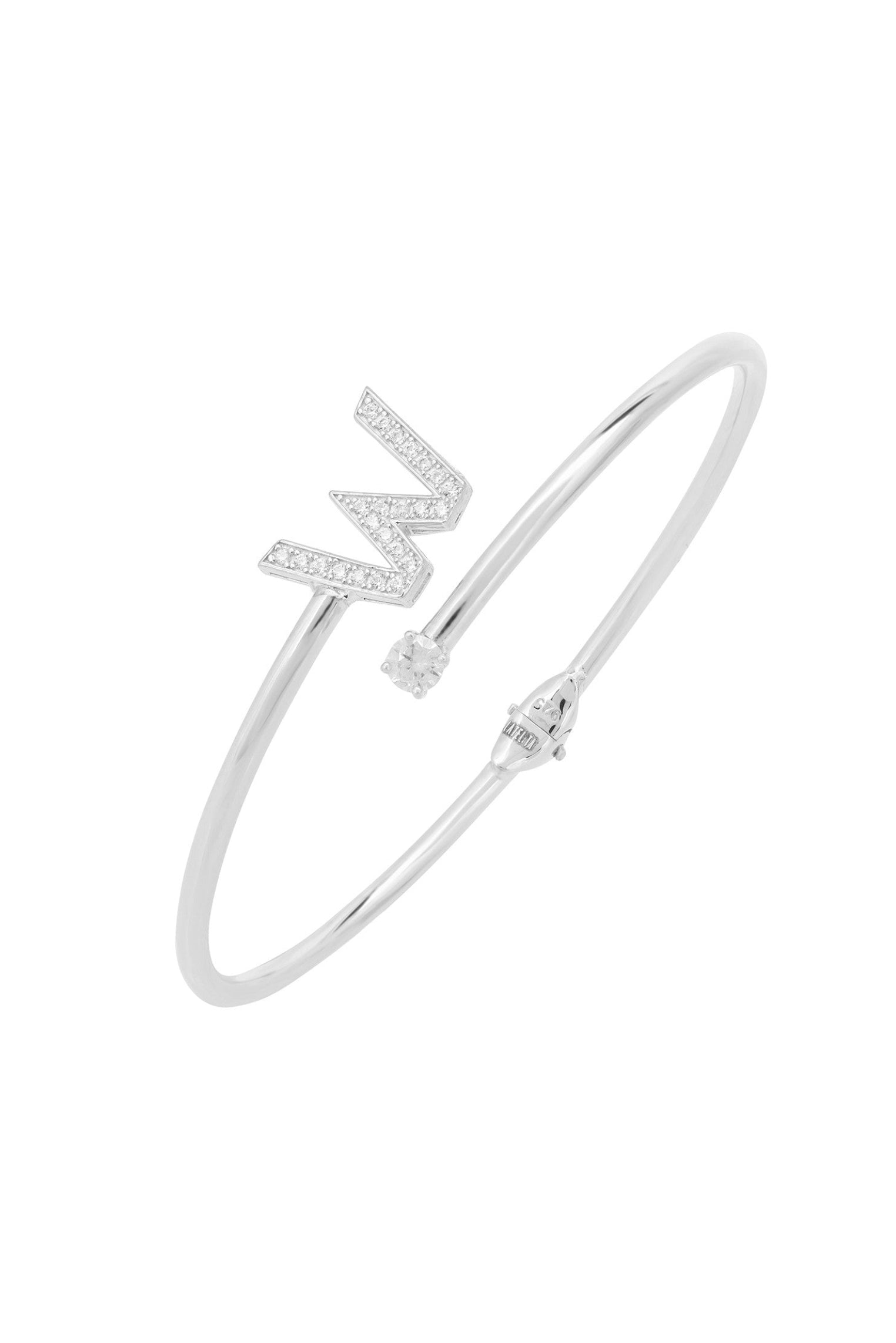Initial 'W' silver bracelet.