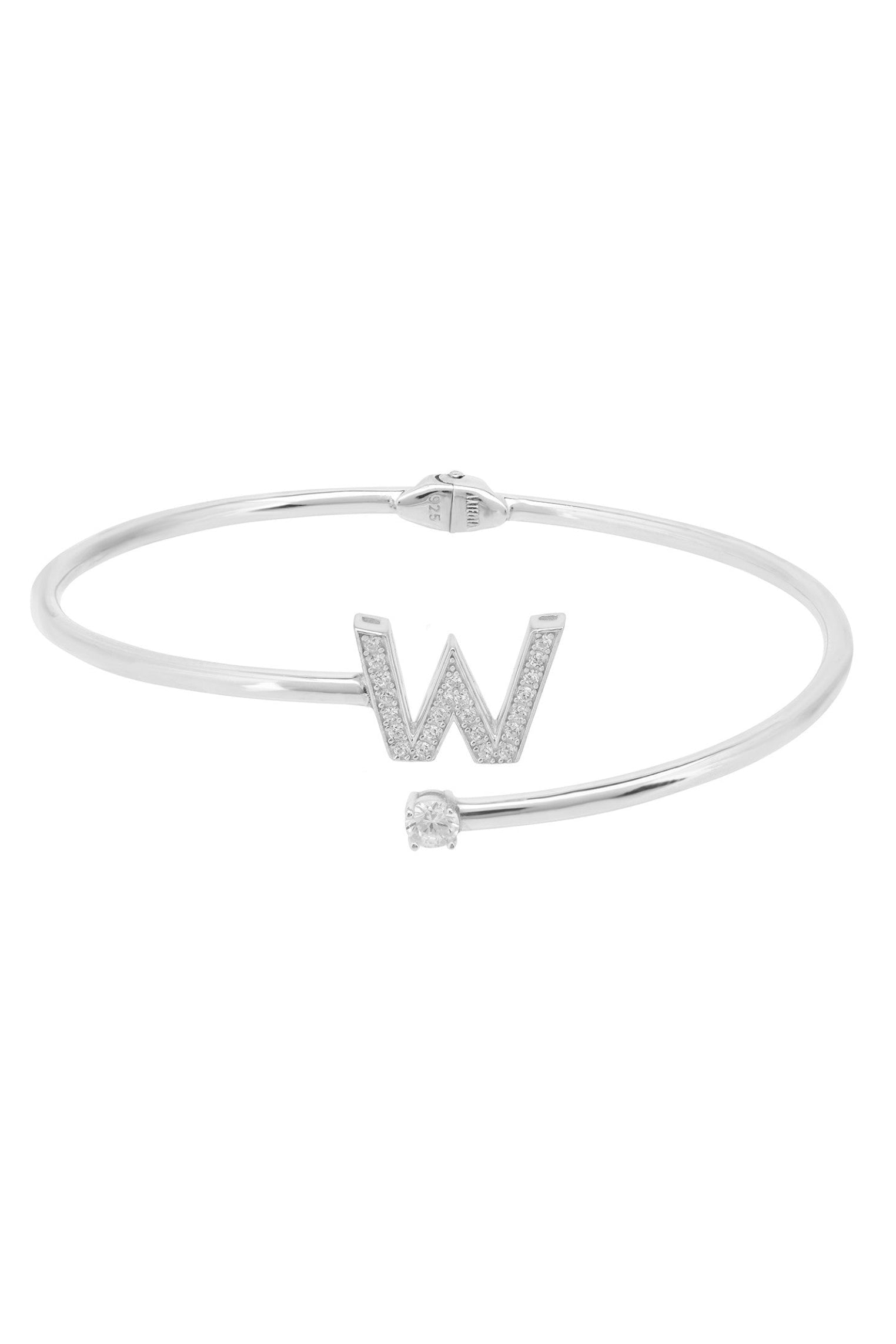 Initial 'W' silver bracelet.