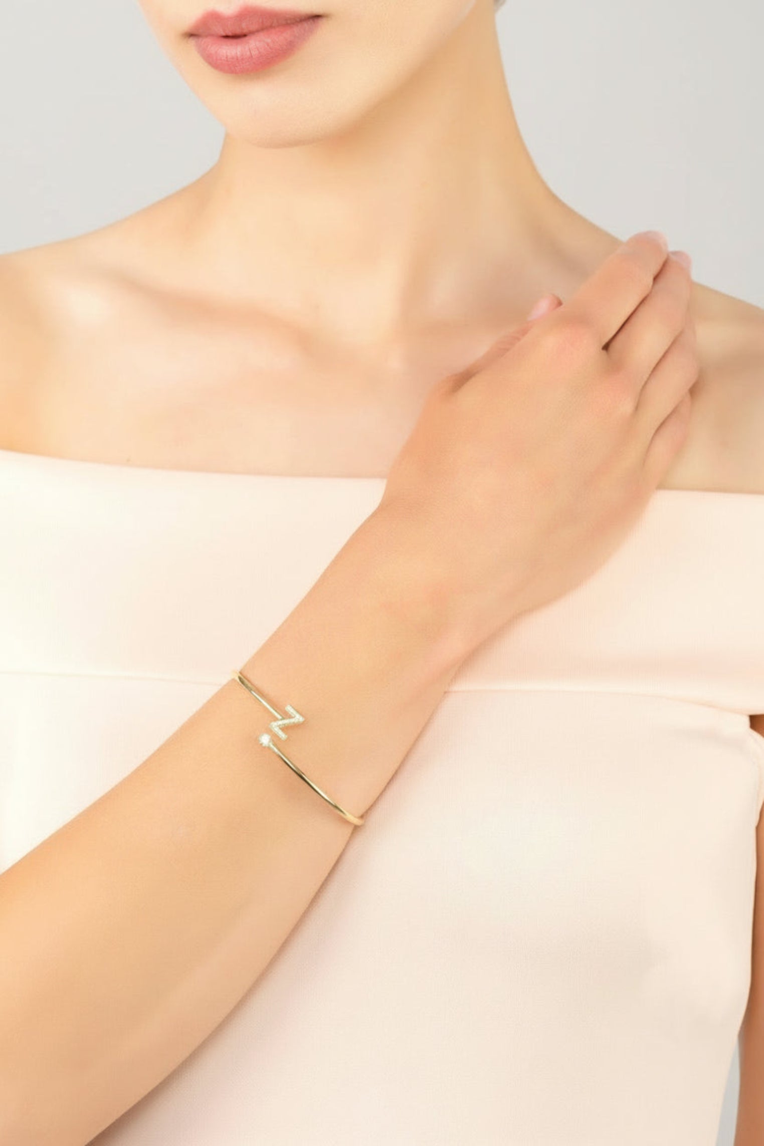 The bracelet worn by a model.
