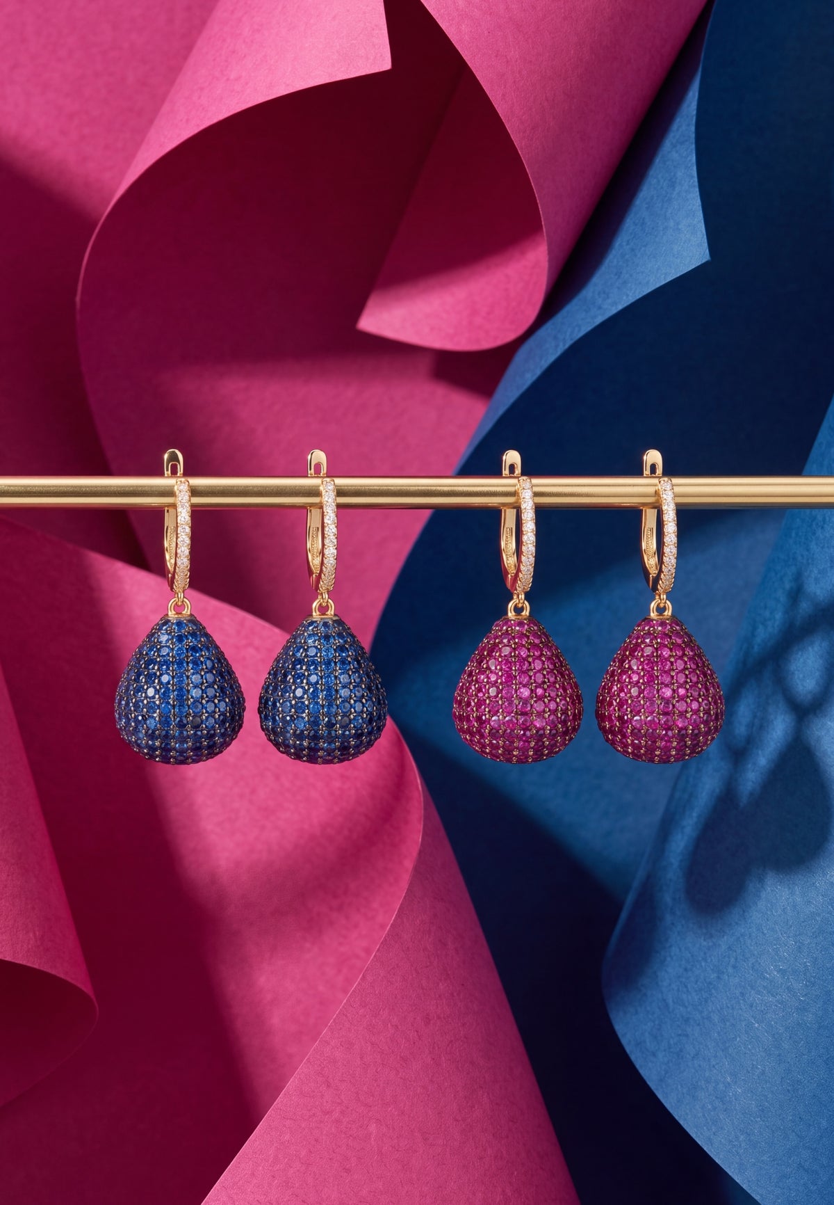 Valerie Pear Drop Gemstone Earrings Gold Ruby