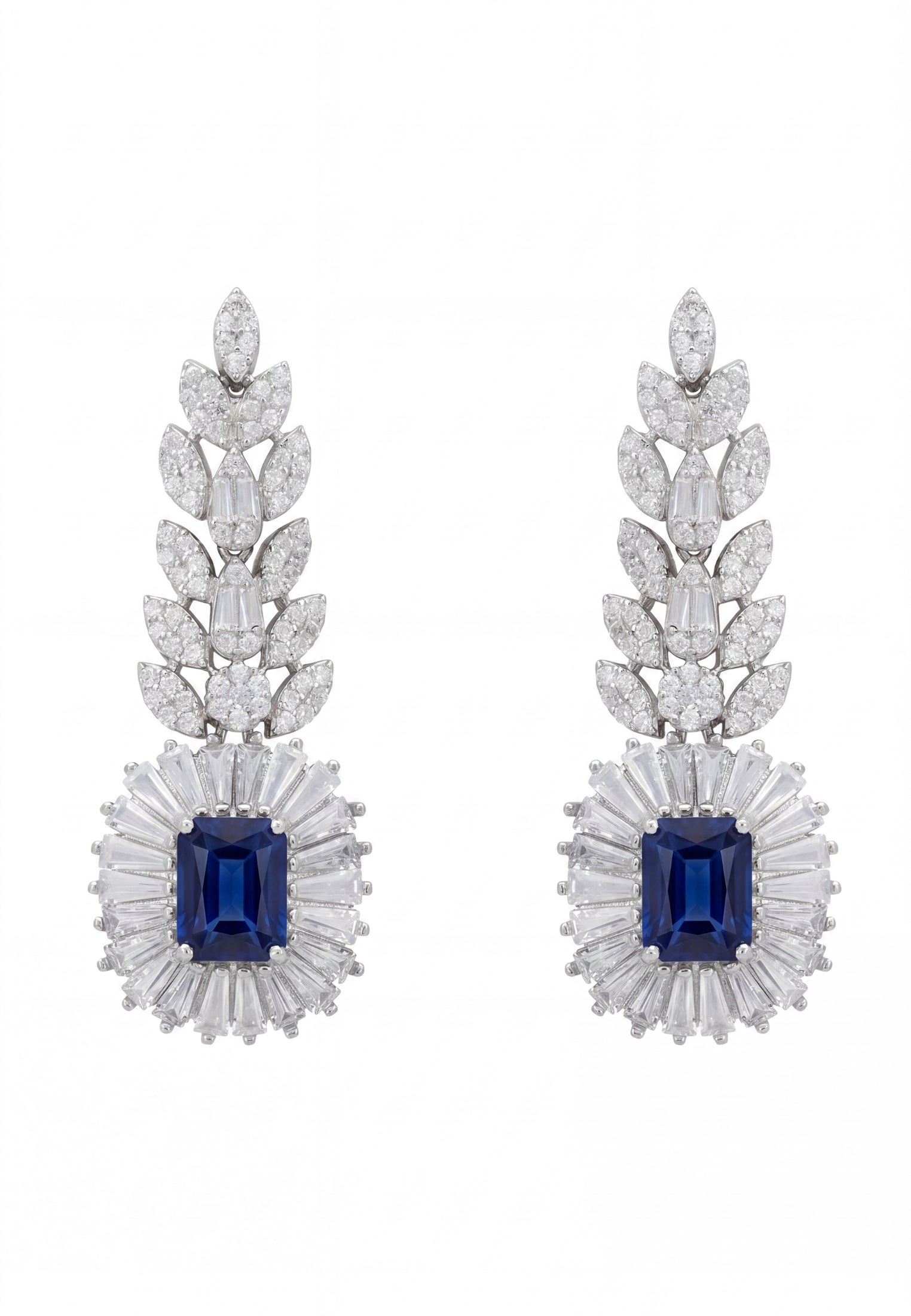 Countess Gemstone Drop Earrings Sapphire Silver