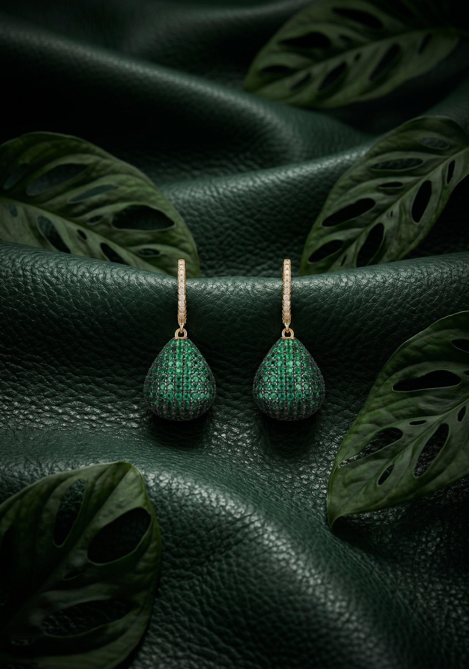 Valerie Pear Drop Gemstone Earring Gold Emerald Green