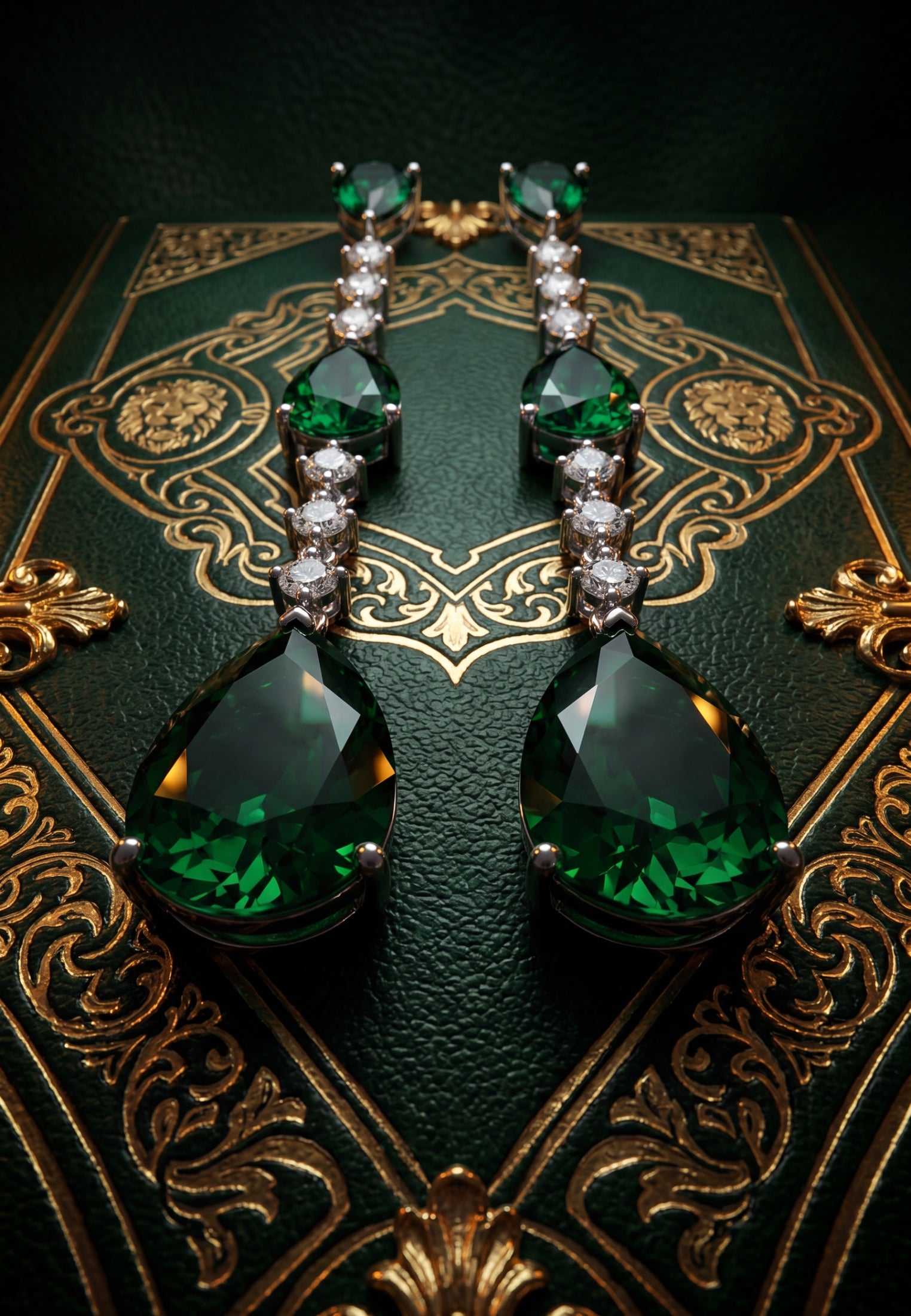 Elizabeth Drop Earrings Emerald Silver