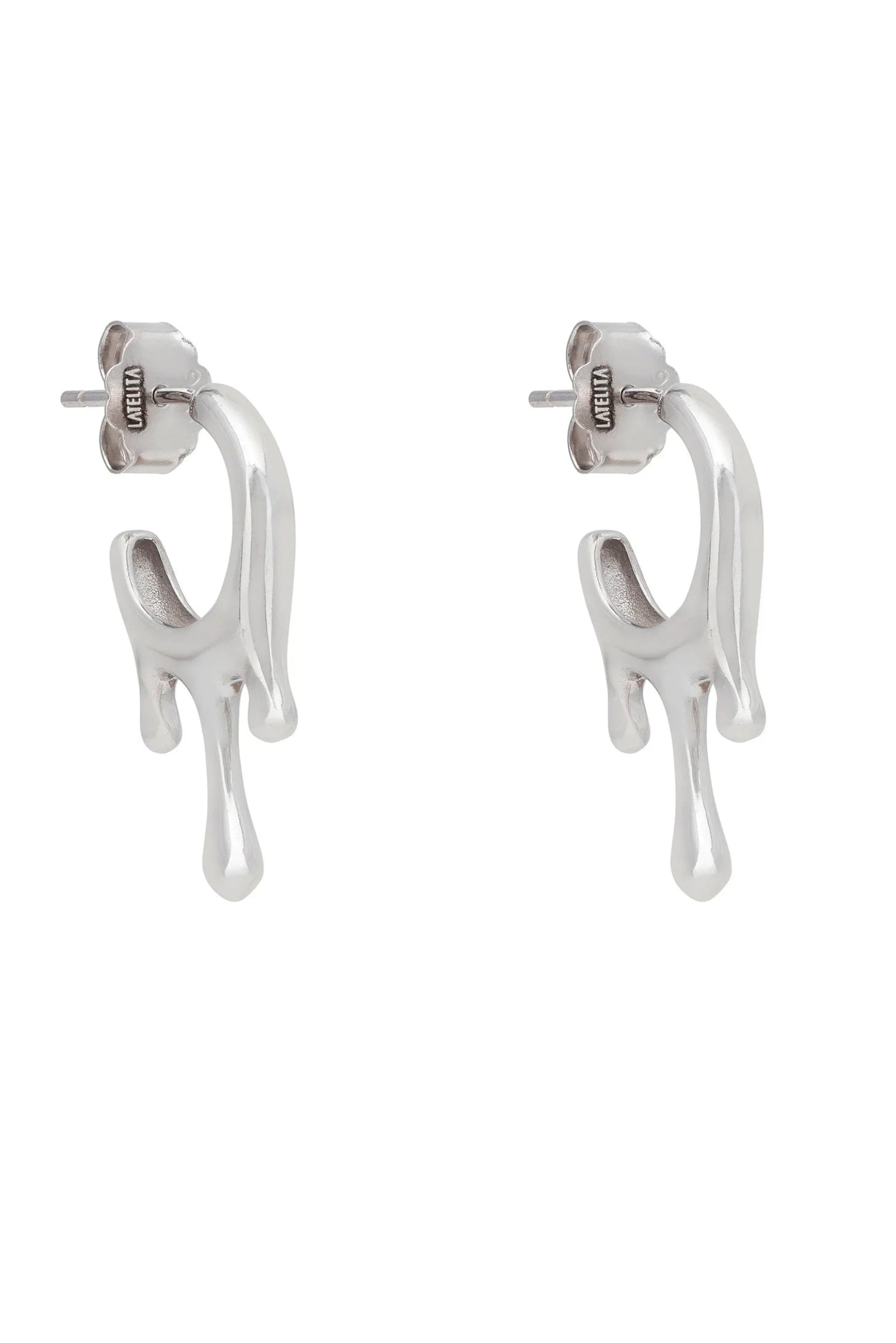 Melting silver mini hoop earrings.