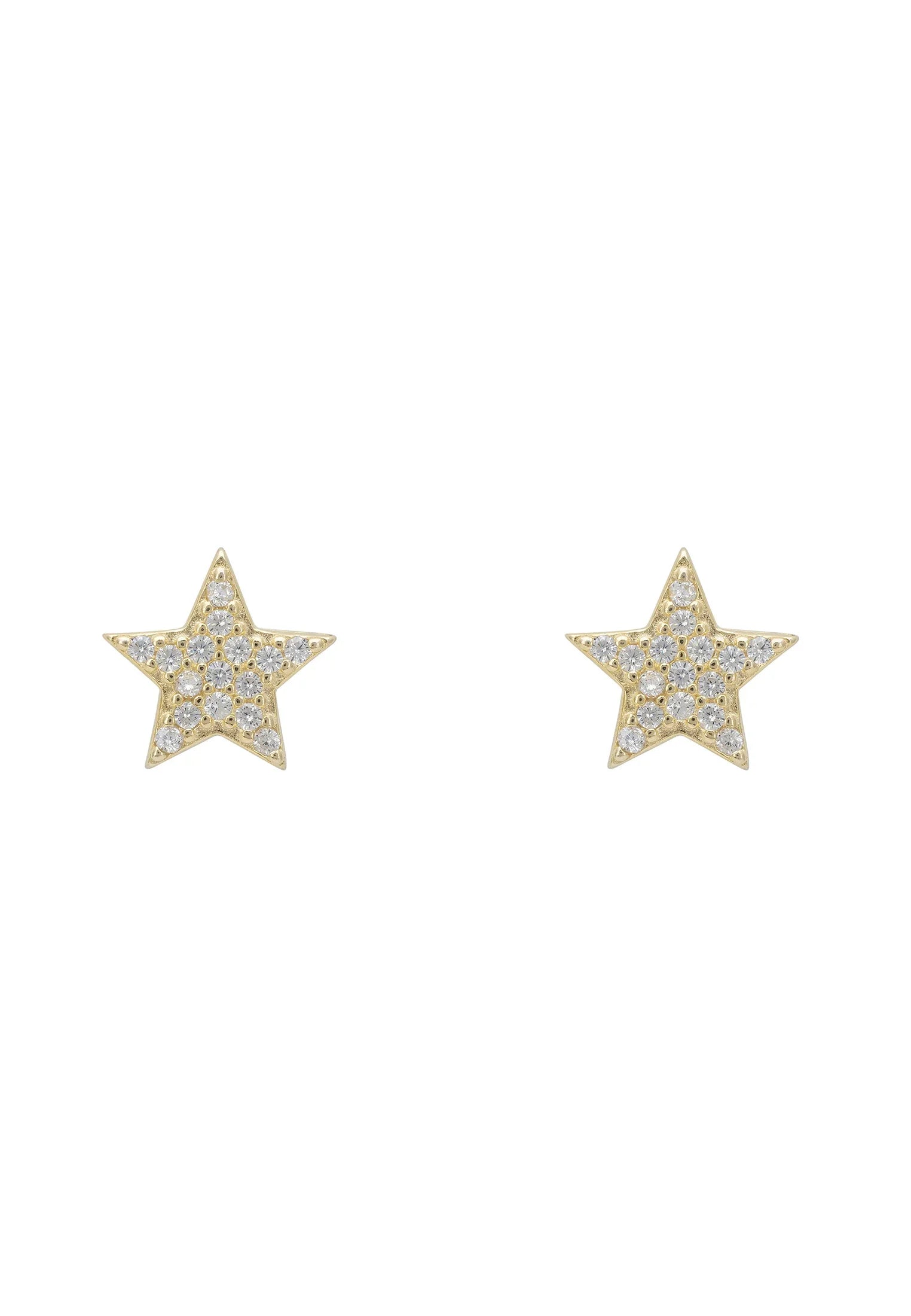 Gold diamond star stud earrings.