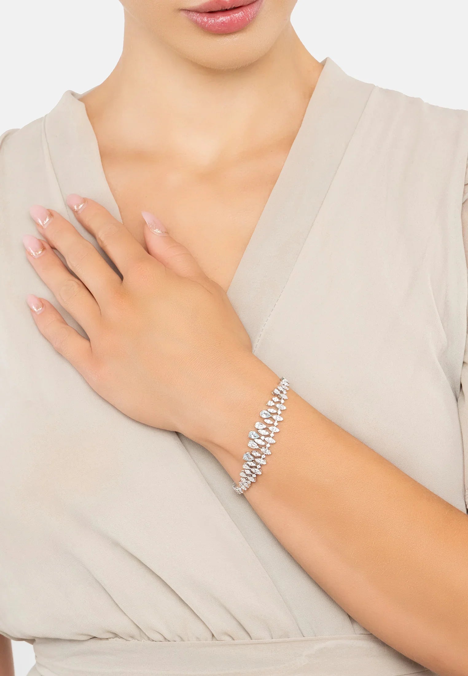 The bracelet worn by a model.