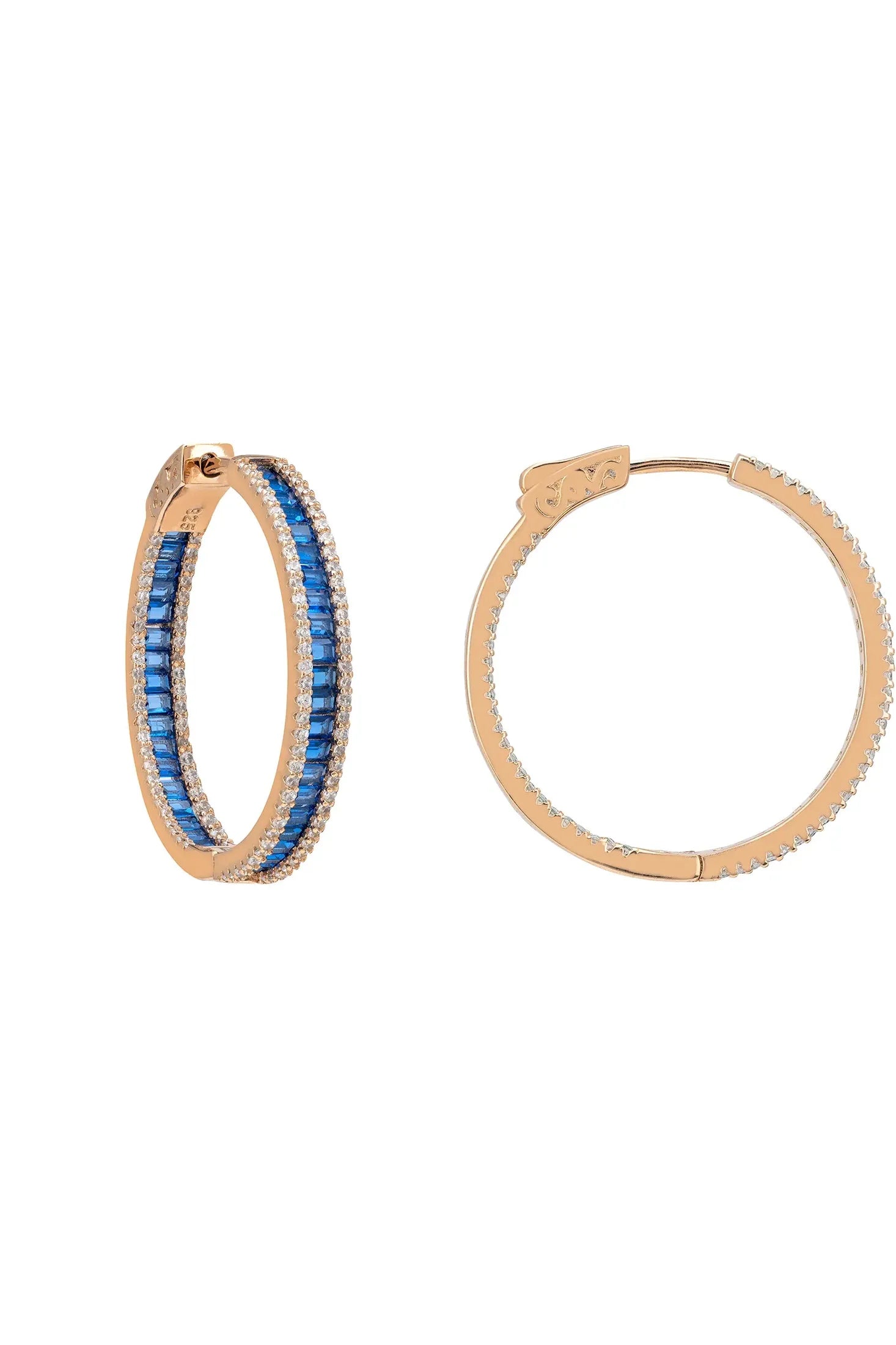The hinge of the hoop earrings.