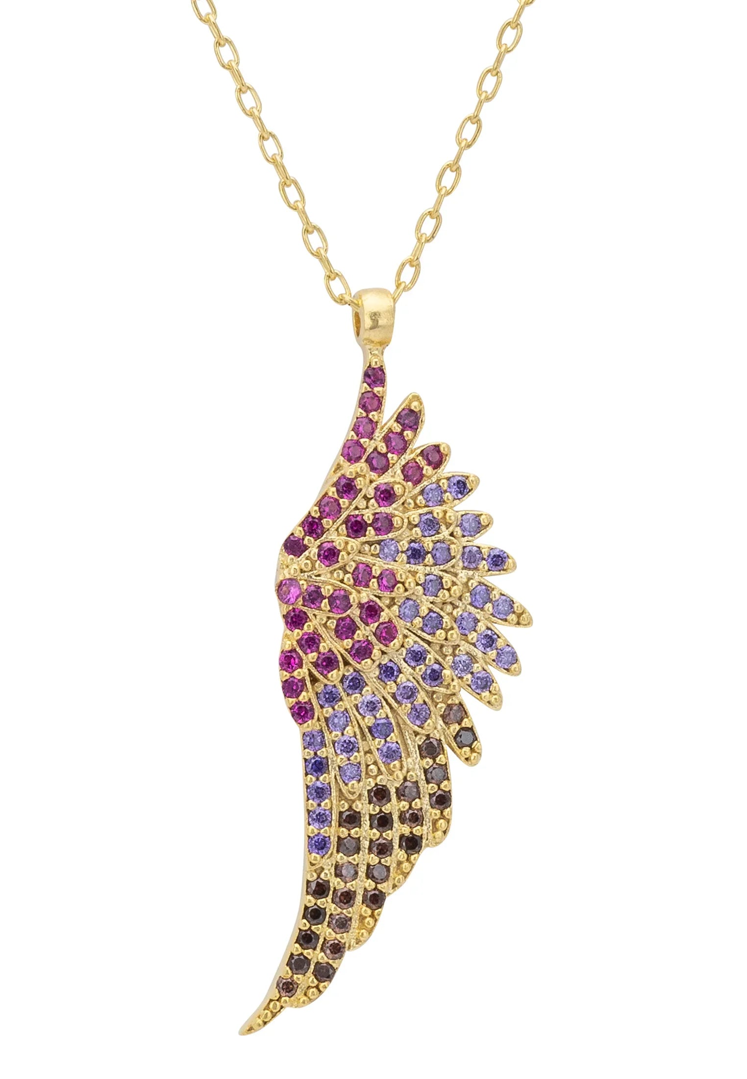 Large Angel Wing Necklace Multicoloured Gold