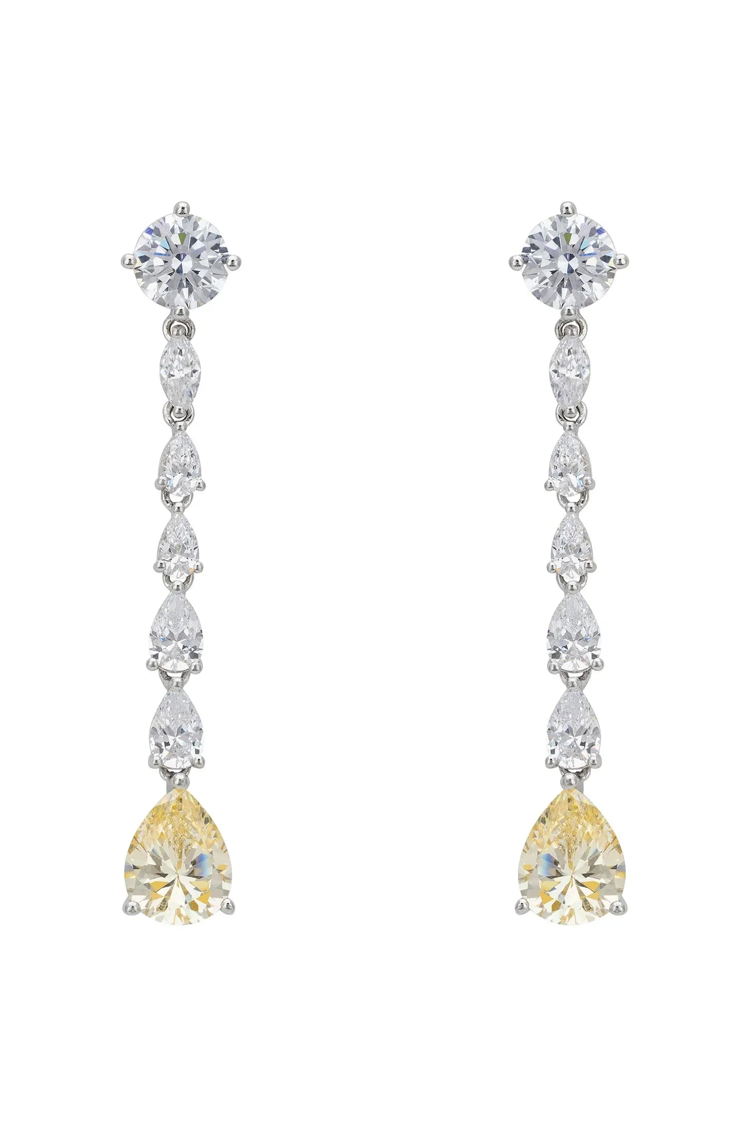 Yellow gemstone diamond drop earrings.