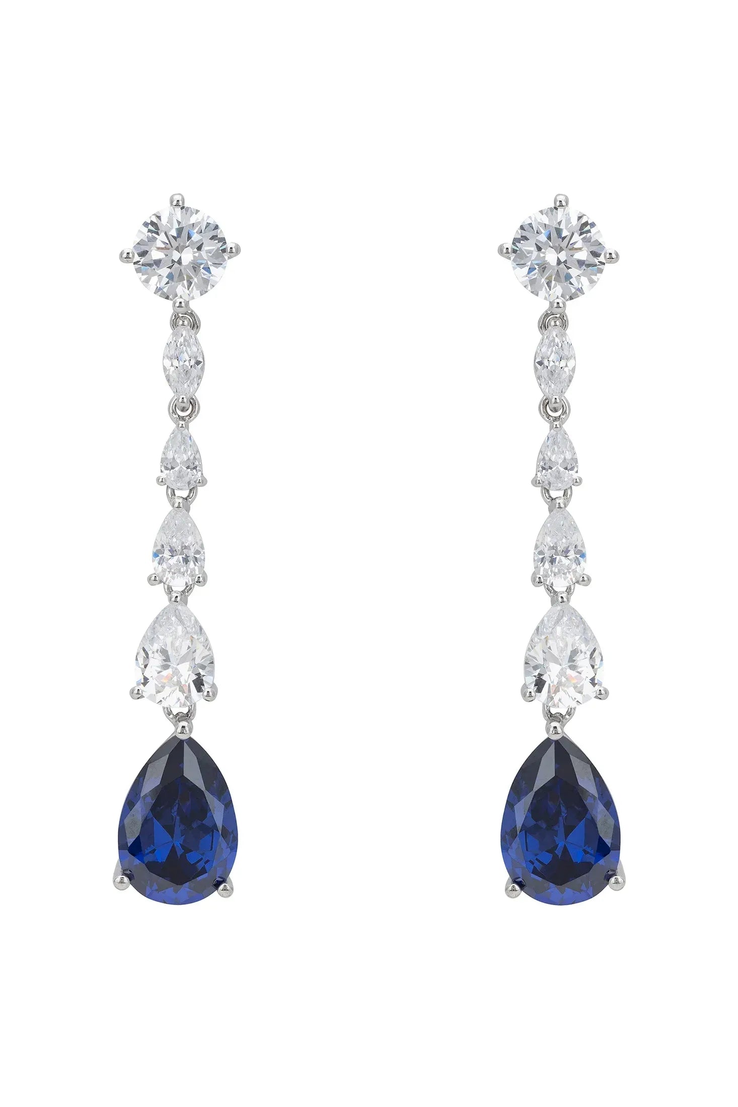Blue gemstone diamond drop earrings.