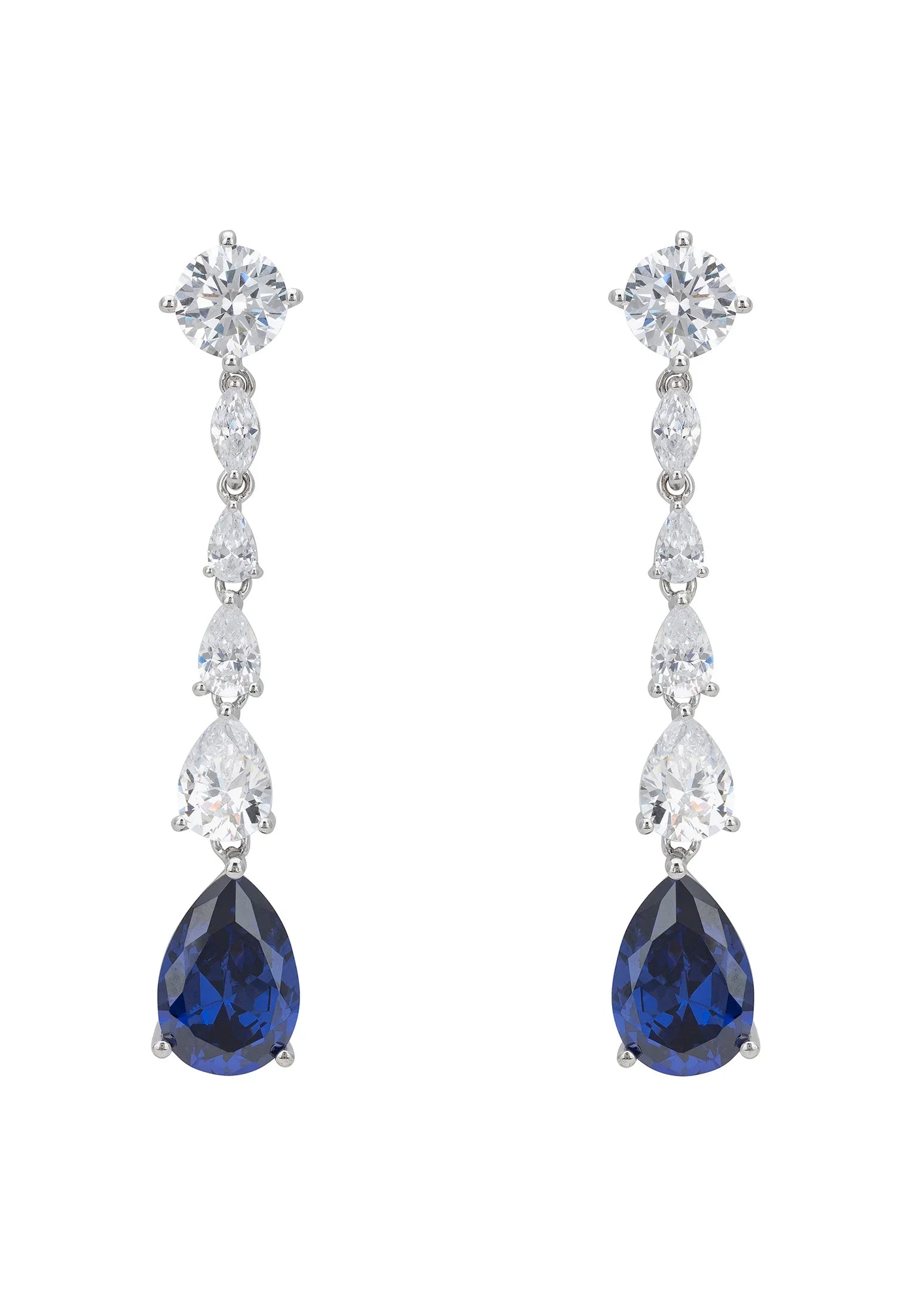 Blue gemstone diamond drop earrings.